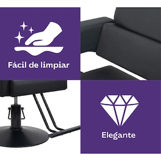 Foto 4 | Silla Barbería Estética Hidráulica Altura Ajustable Negro