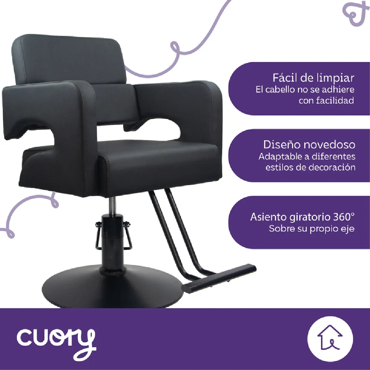 Foto 6 pulgar | Silla Barbería Estética Hidráulica Altura Ajustable Negro