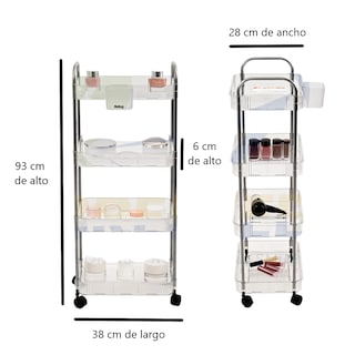 Foto 4 | Carrito Belug Auxiliar Multiusos 4 Niveles Ruedas Giratorias Transparente Plata