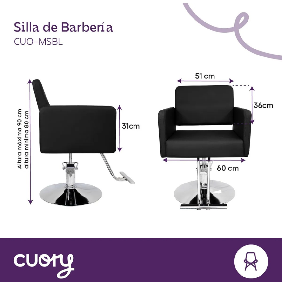 Foto 4 pulgar | Silla Barbería Estética Hidráulico Altura Ajustable