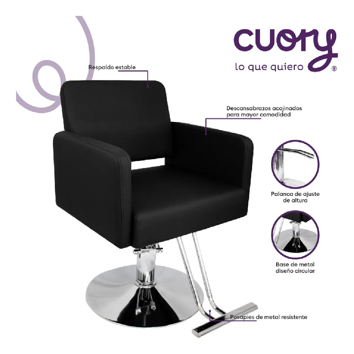 Foto 4 | Silla Barbería Estética Hidráulico Altura Ajustable