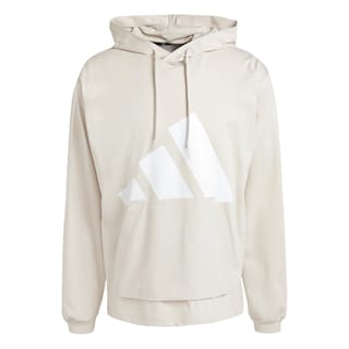 Foto 1 | Polerón Con Capucha Essentials Logo Grande Tejido Jersey Adidas Beige Hombre