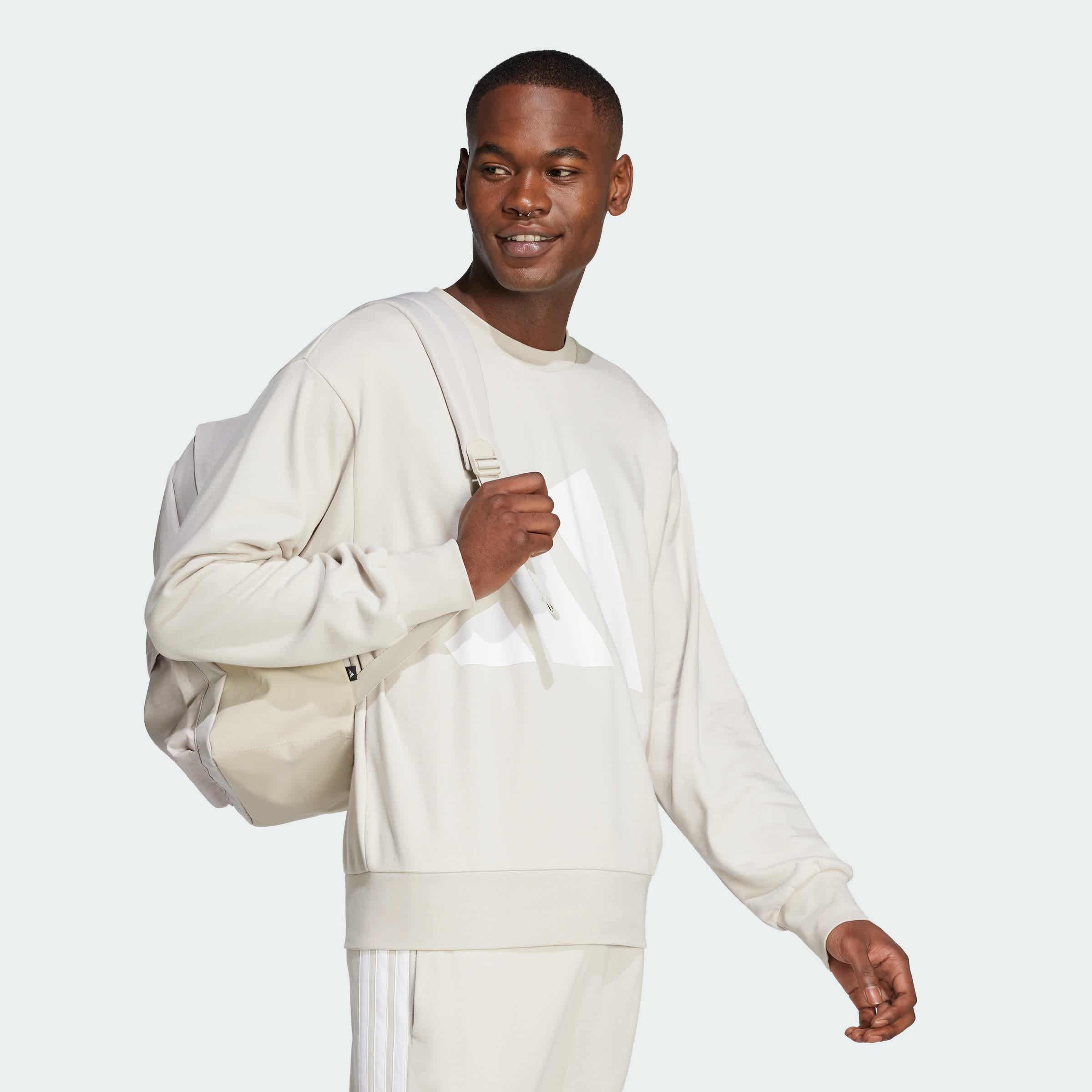 Foto 6 pulgar | Sudadera Essentials Logo Grande Felpa Francesa Adidas Beige Hombre