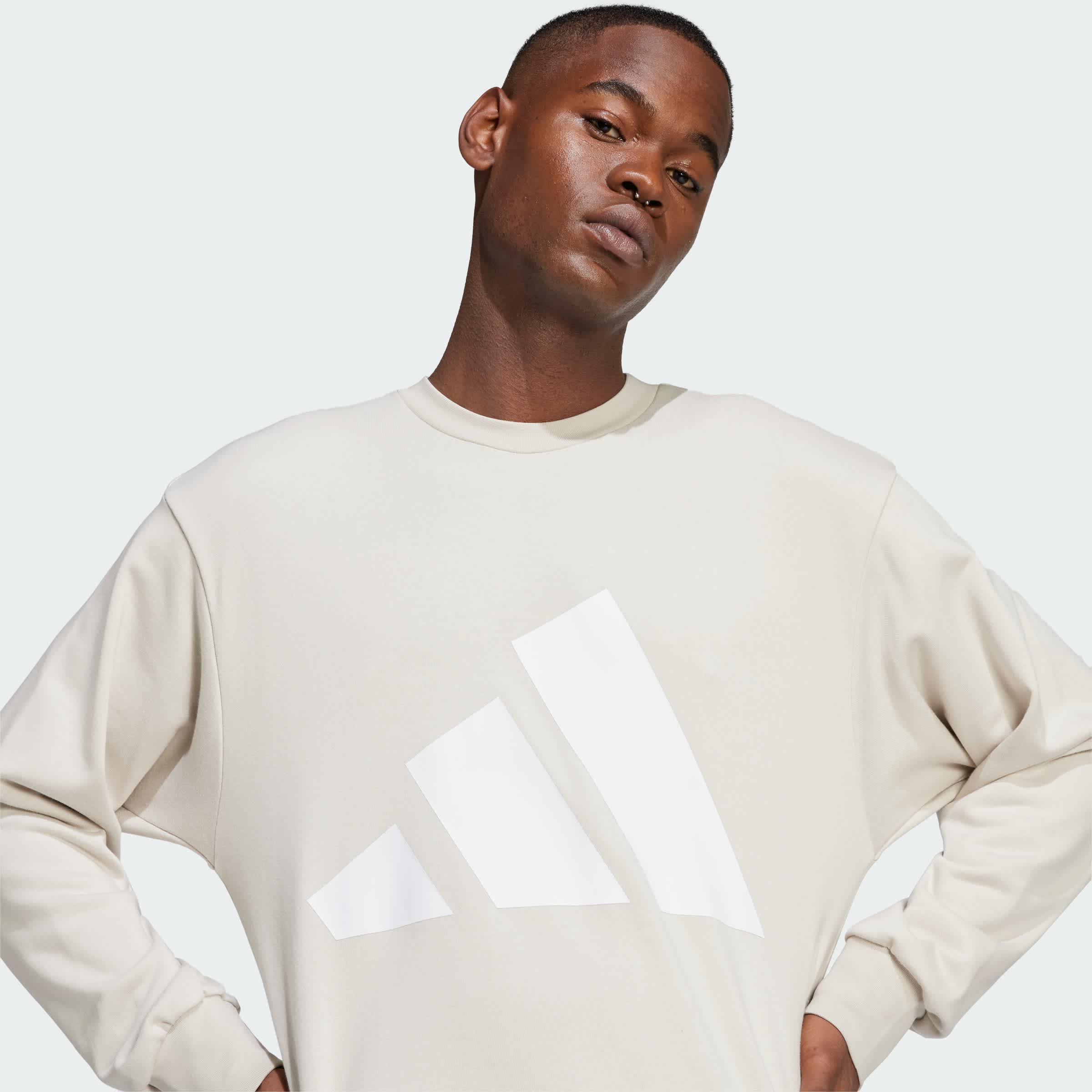 Foto 7 | Sudadera Essentials Logo Grande Felpa Francesa Adidas Beige Hombre