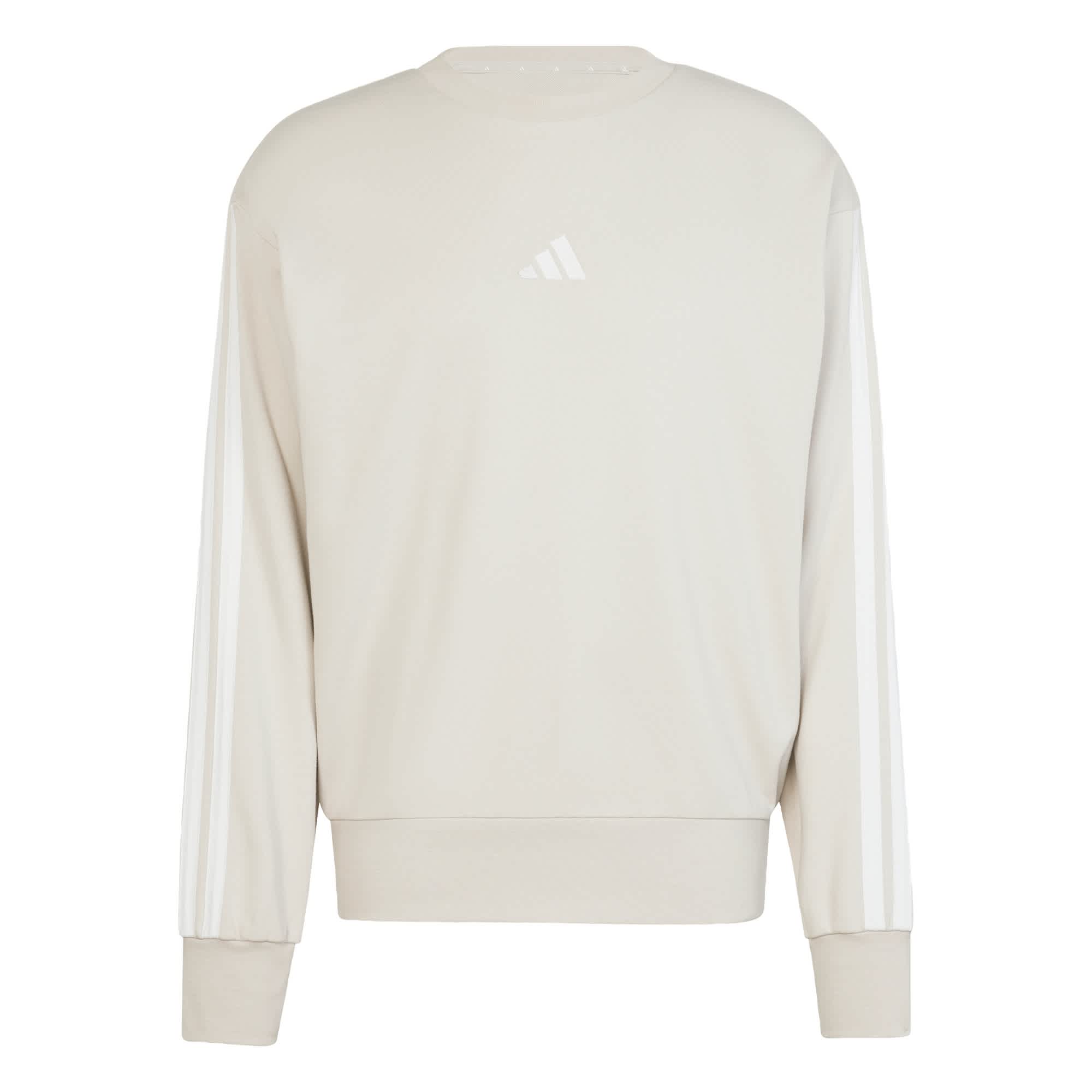 Foto 2 pulgar | Sudadera Essentials 3 Franjas Felpa Francesa Adidas Beige Hombre