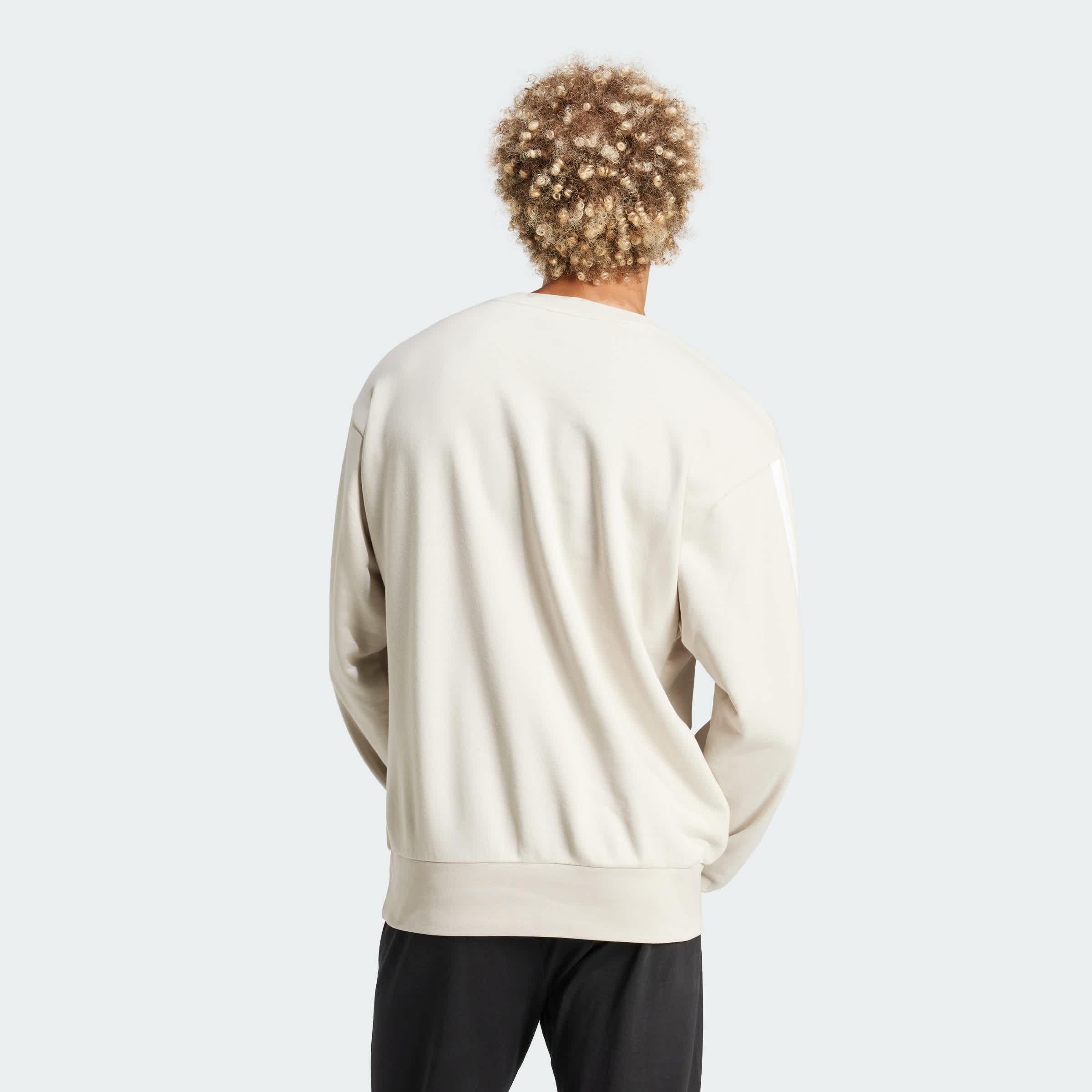 Foto 5 pulgar | Sudadera Essentials 3 Franjas Felpa Francesa Adidas Beige Hombre
