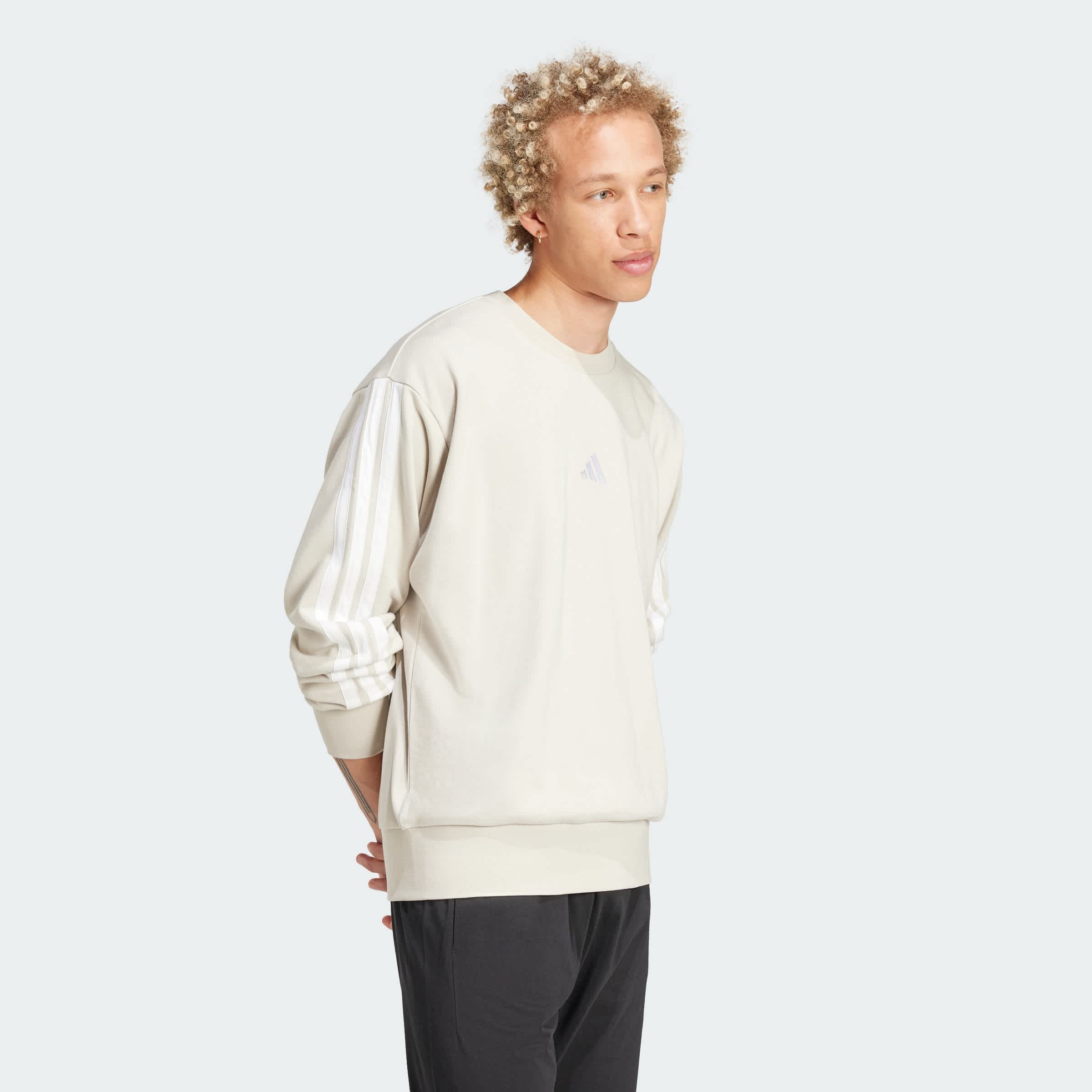 Foto 6 pulgar | Sudadera Essentials 3 Franjas Felpa Francesa Adidas Beige Hombre