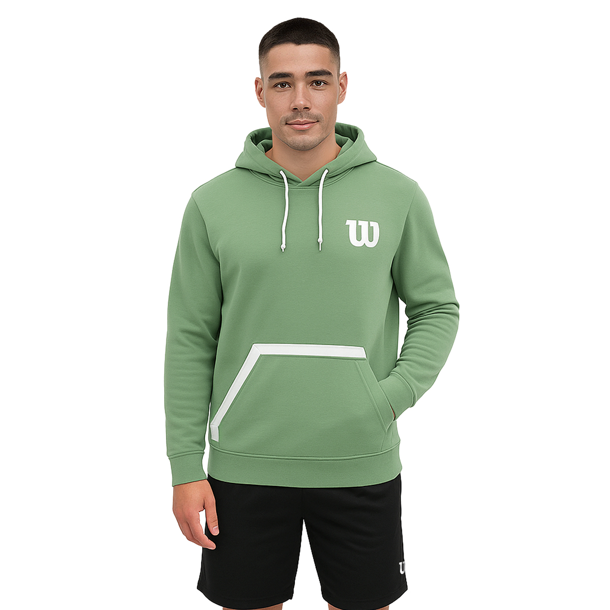 Foto 2 pulgar | Sudadera Wilson French Terry Doble Bolsillo Canguro Hombre