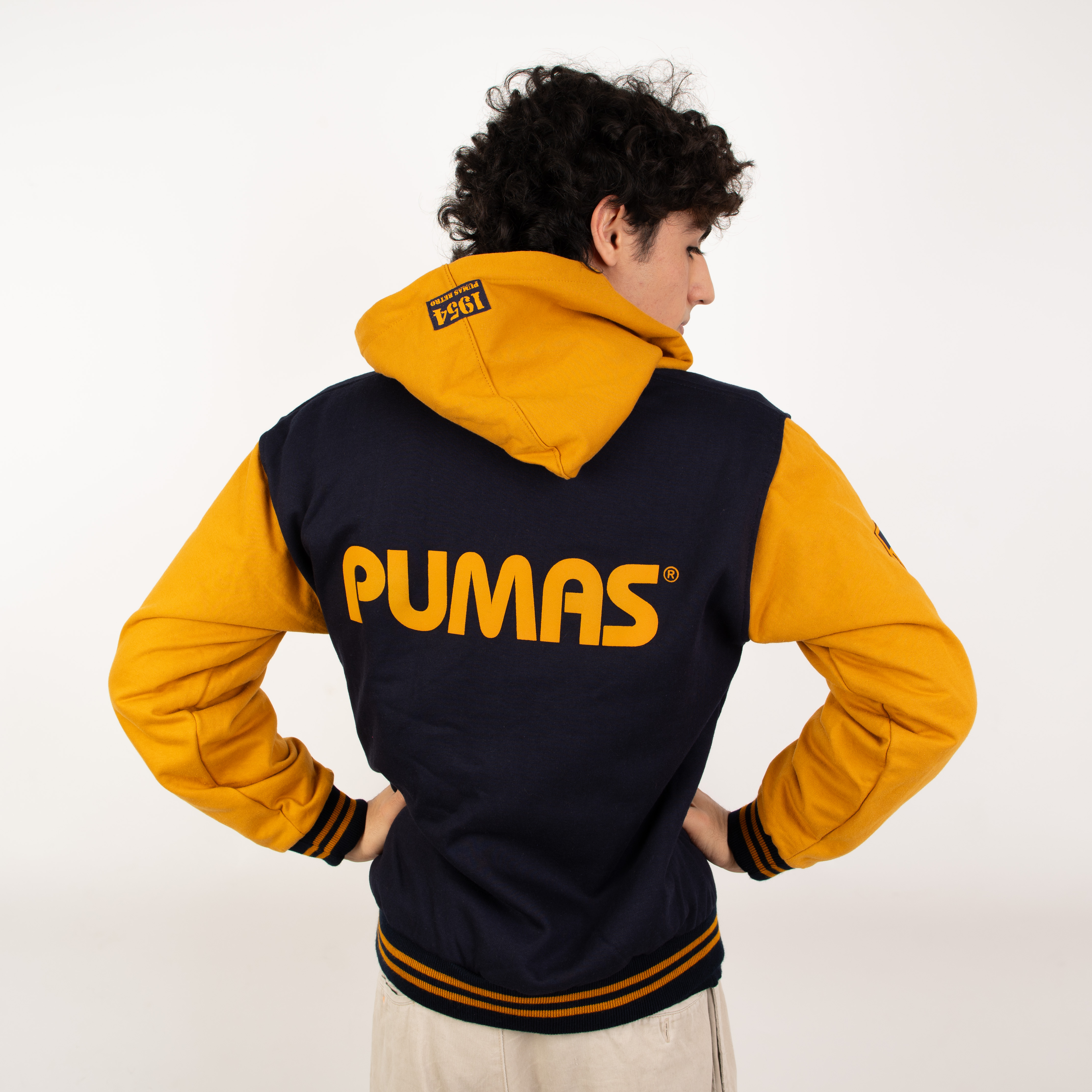 Foto 7 pulgar | Sudadera Clásica Unam Retro 1954 – Oro Y Azul Marino Con Cierre Garra Azul
