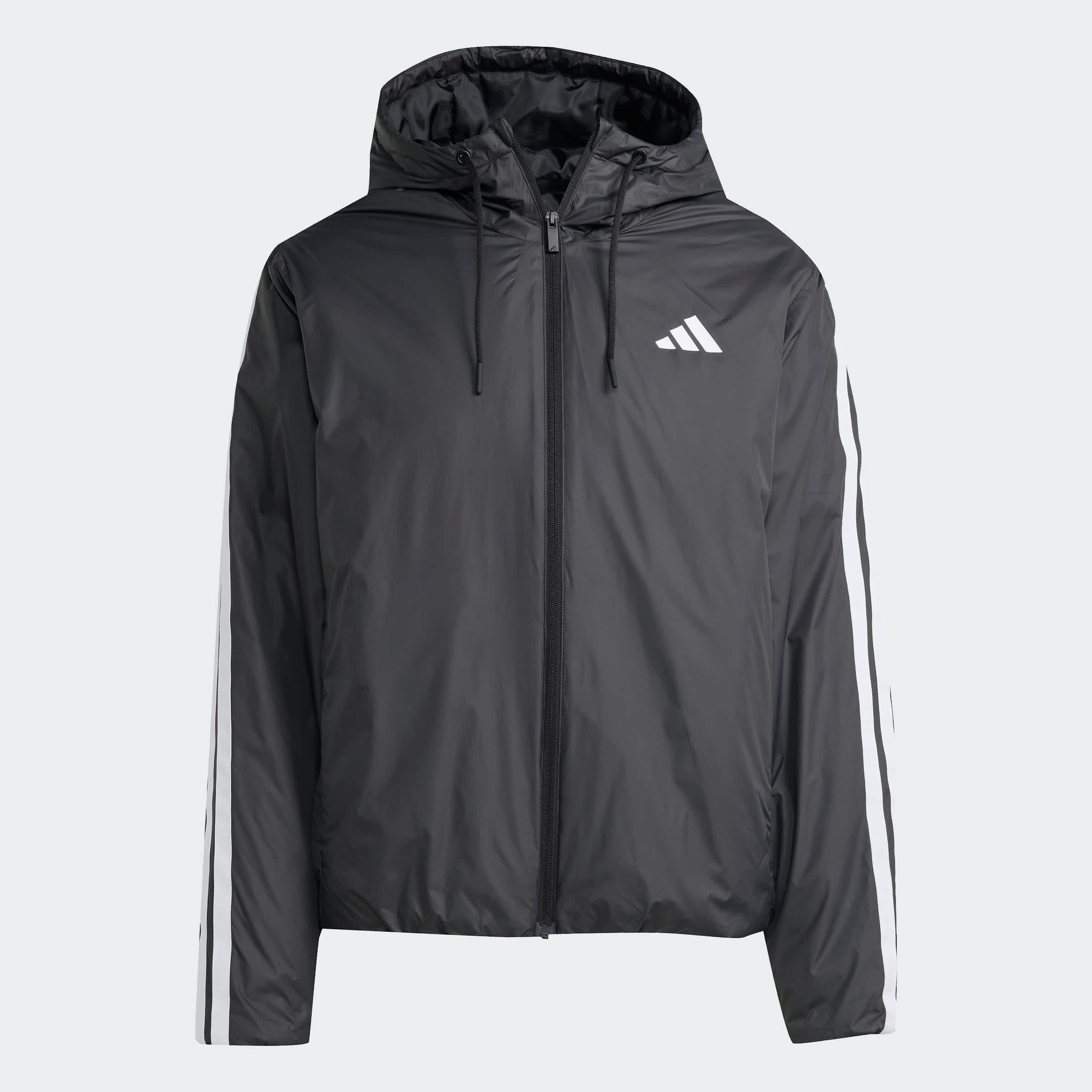 Foto 4 pulgar | Chamarra Con Gorro Térmica Essentials Climawarm 3 Franjas Adidas Negro Hombre