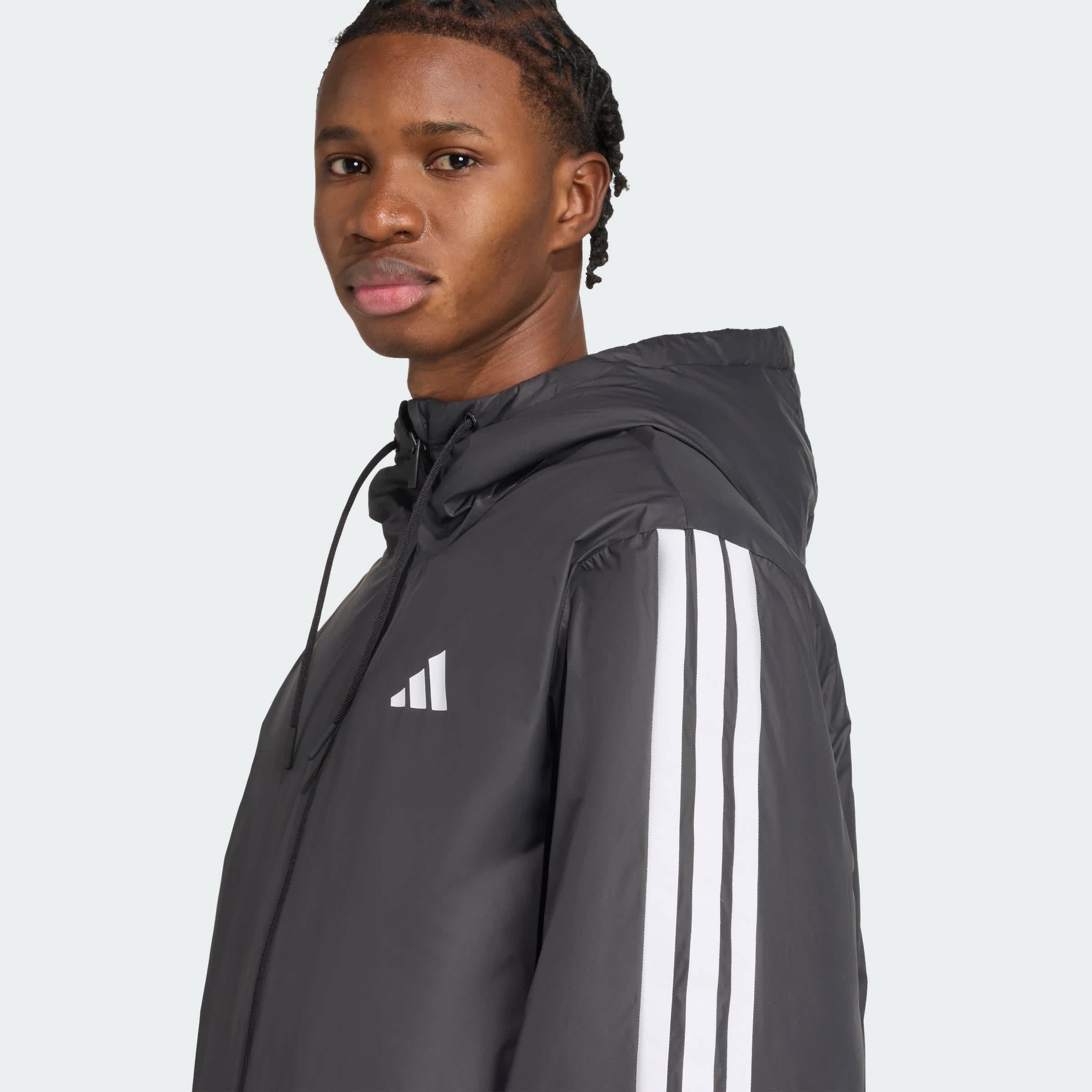 Foto 6 | Chamarra Con Gorro Térmica Essentials Climawarm 3 Franjas Adidas Negro Hombre