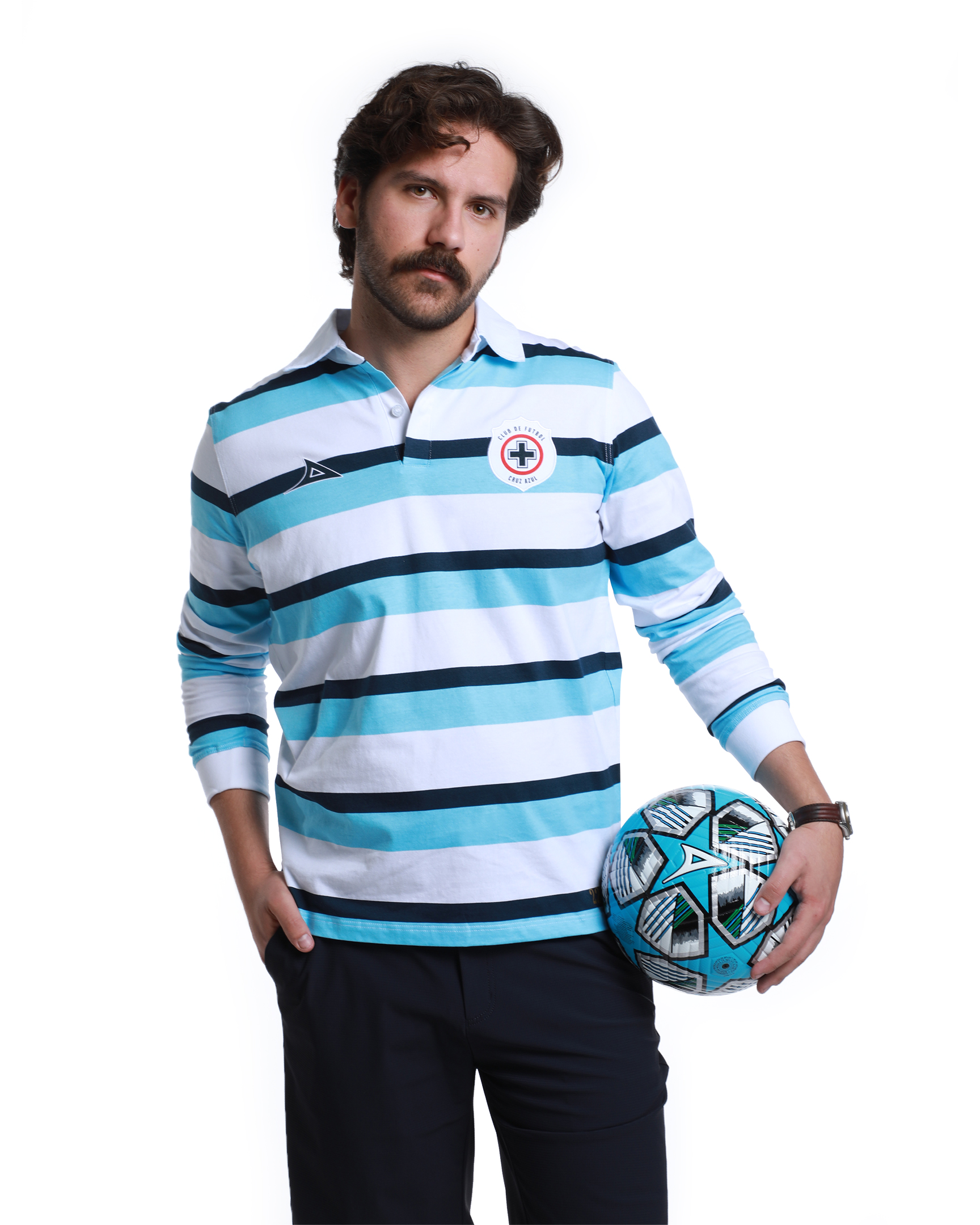 Foto 2 pulgar | Playera Polo Pirma Manga Larga Liga MX Cruz Azul para Hombre