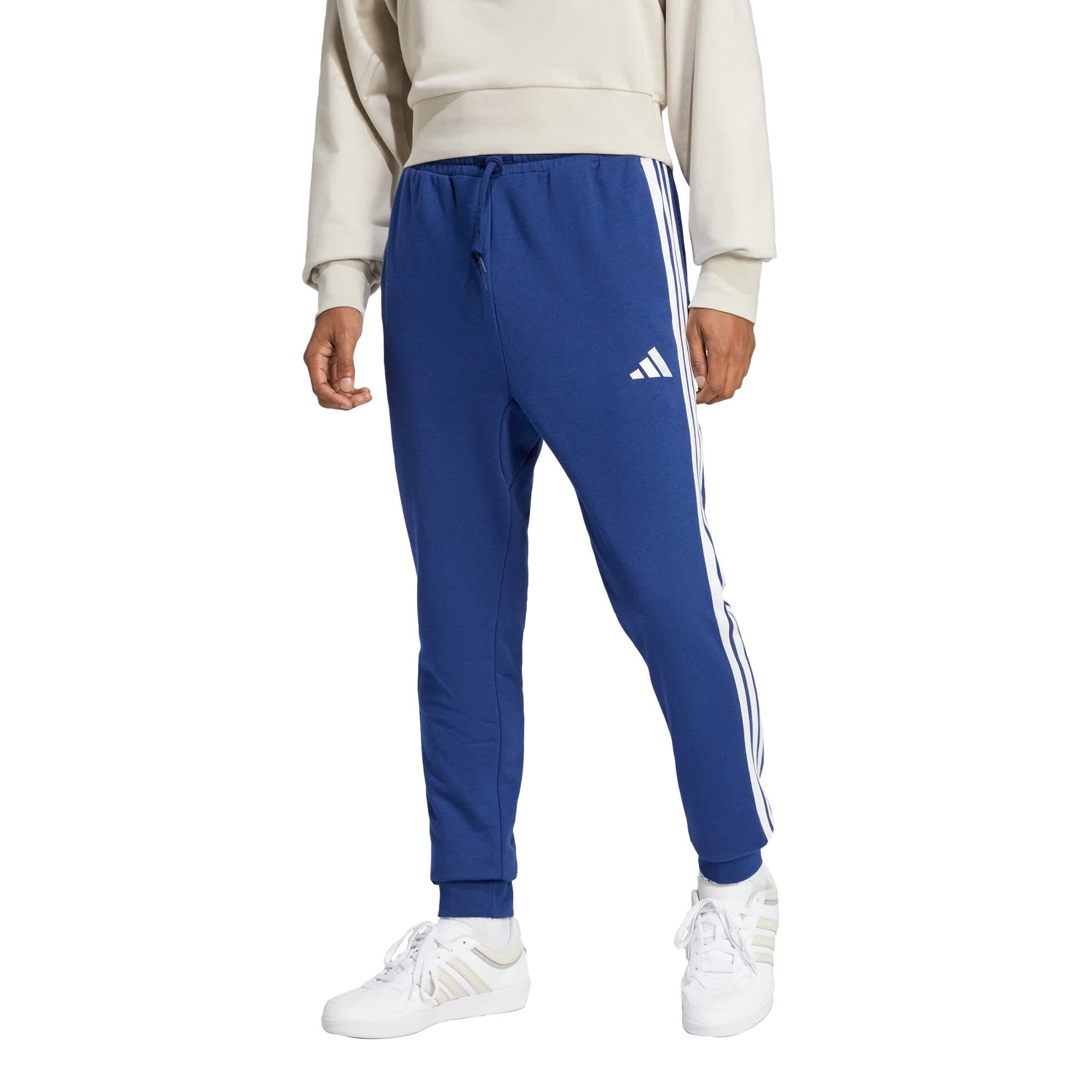 Foto 2 | Pants De Felpa Francesa De 3 Franjas Essential Adidas Azul Hombre
