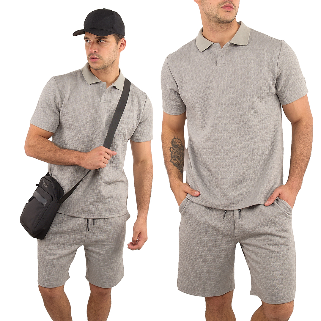 Bermuda Con Playera Tipo Polo Aitor F Gris Cooper Express Hombre