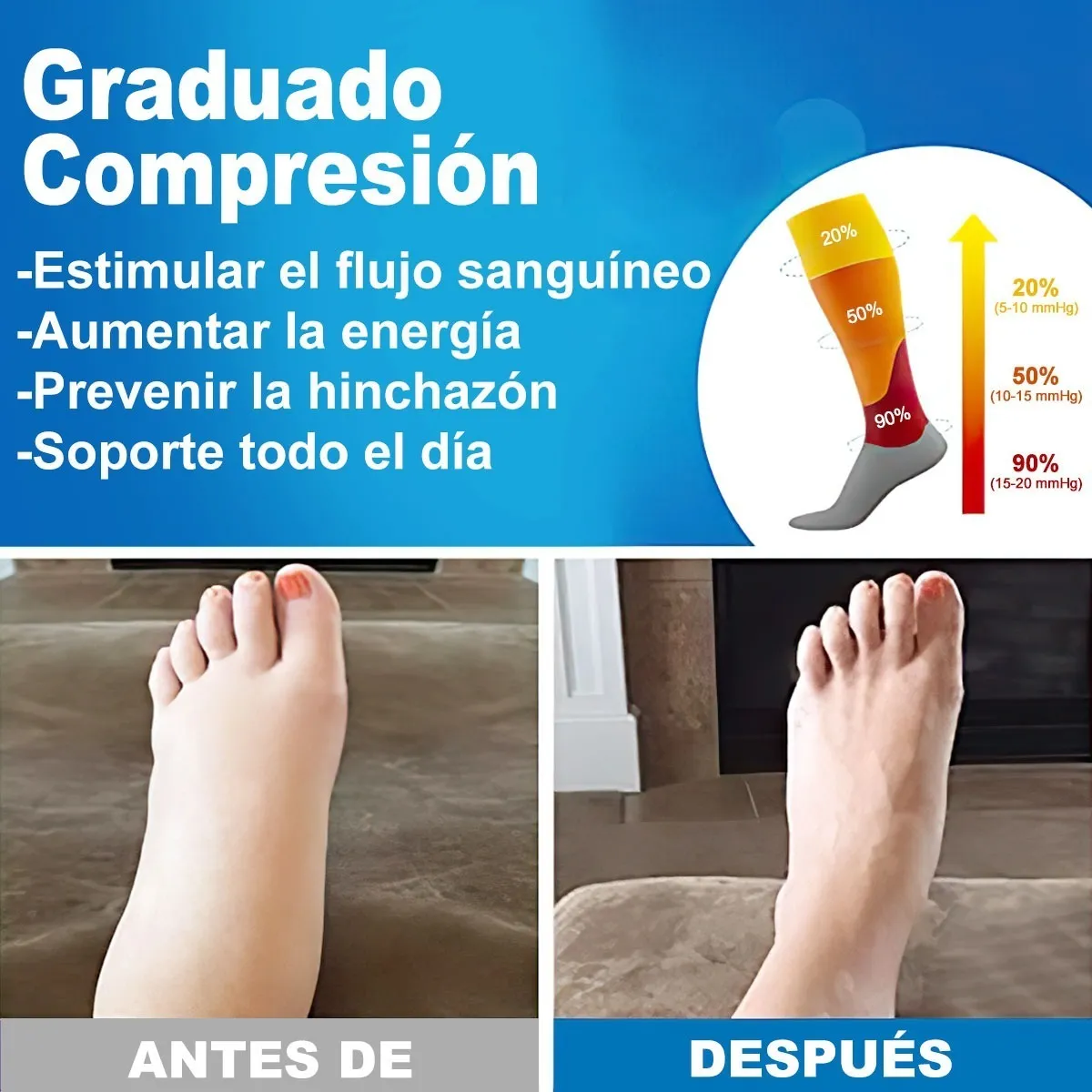 Foto 6 pulgar | Calcetines Largos De Compresiónbelug Deportivos Unisex Negro Talla:l/xl