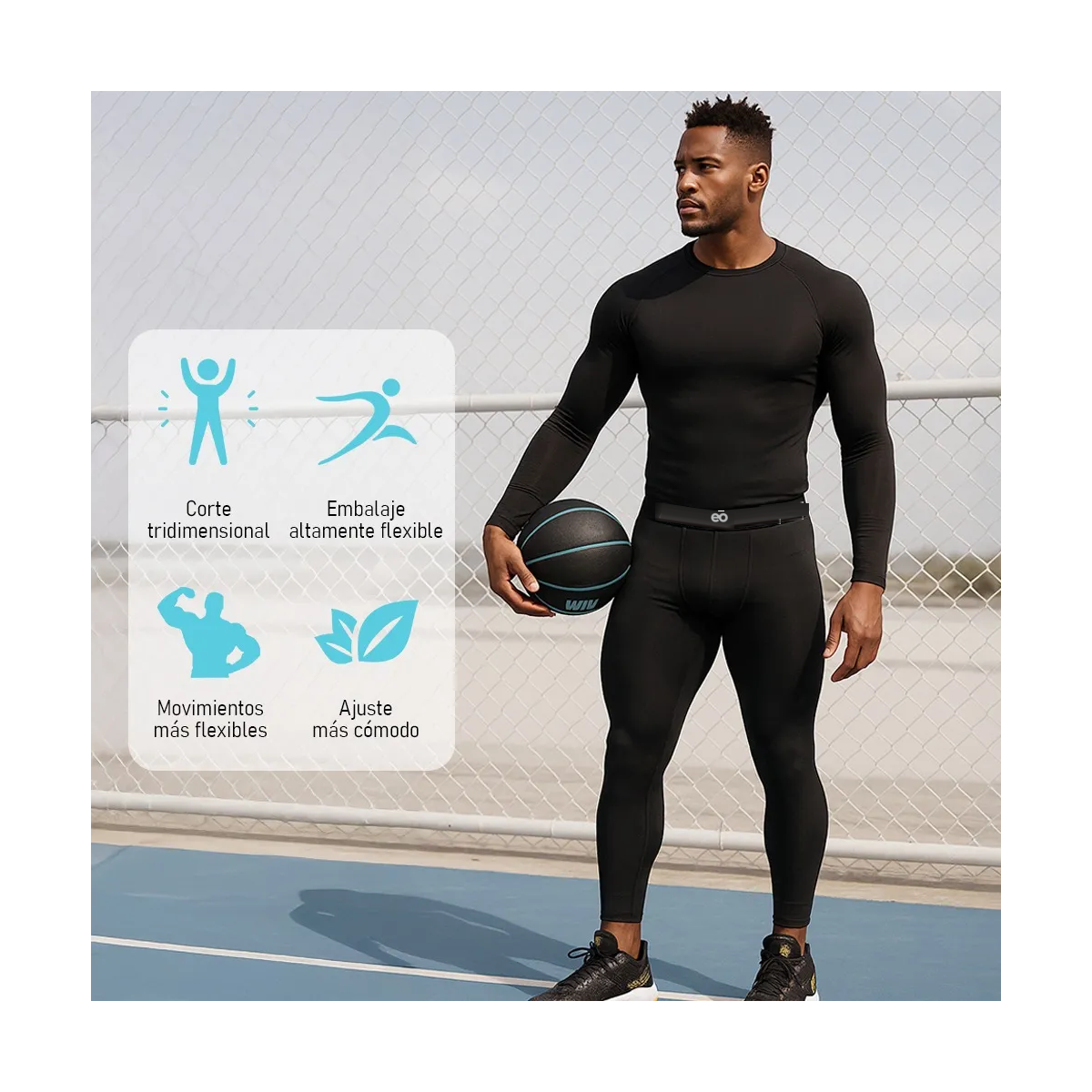 Foto 3 pulgar | Pantalón Licra + Playera De Compresión Conjunto Gym 2ps M Eo Safe Imports Esi-20430 Negro