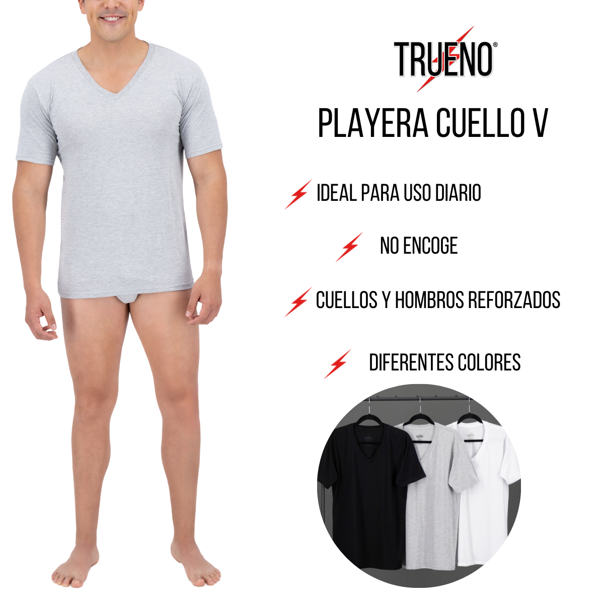 Foto 3 pulgar | Playera Trueno Cuello Redondo De Algodón Color Negro 3 Piezas
