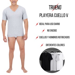 Foto 2 | Playera Trueno Cuello Redondo De Algodón Color Negro 3 Piezas