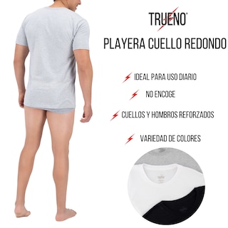 Foto 2 | Playera Trueno Cuello Redondo De Algodón Color Blanco 3 Piezas