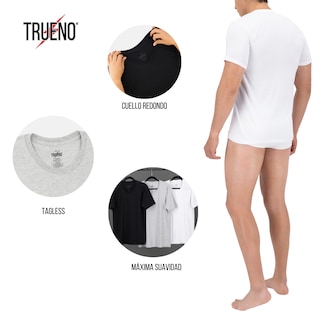 Foto 3 | Playera Trueno Cuello Redondo De Algodón Color Blanco 3 Piezas