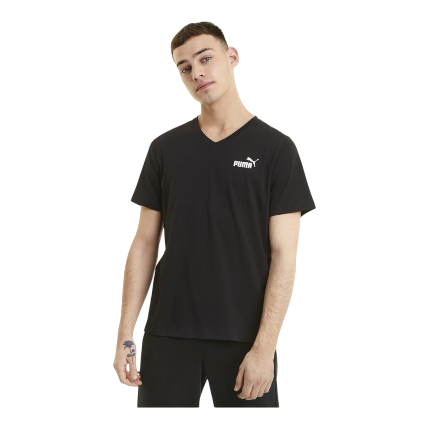 Foto 4 pulgar | Playera Cuello V Negra Puma Ess Tee para Hombre
