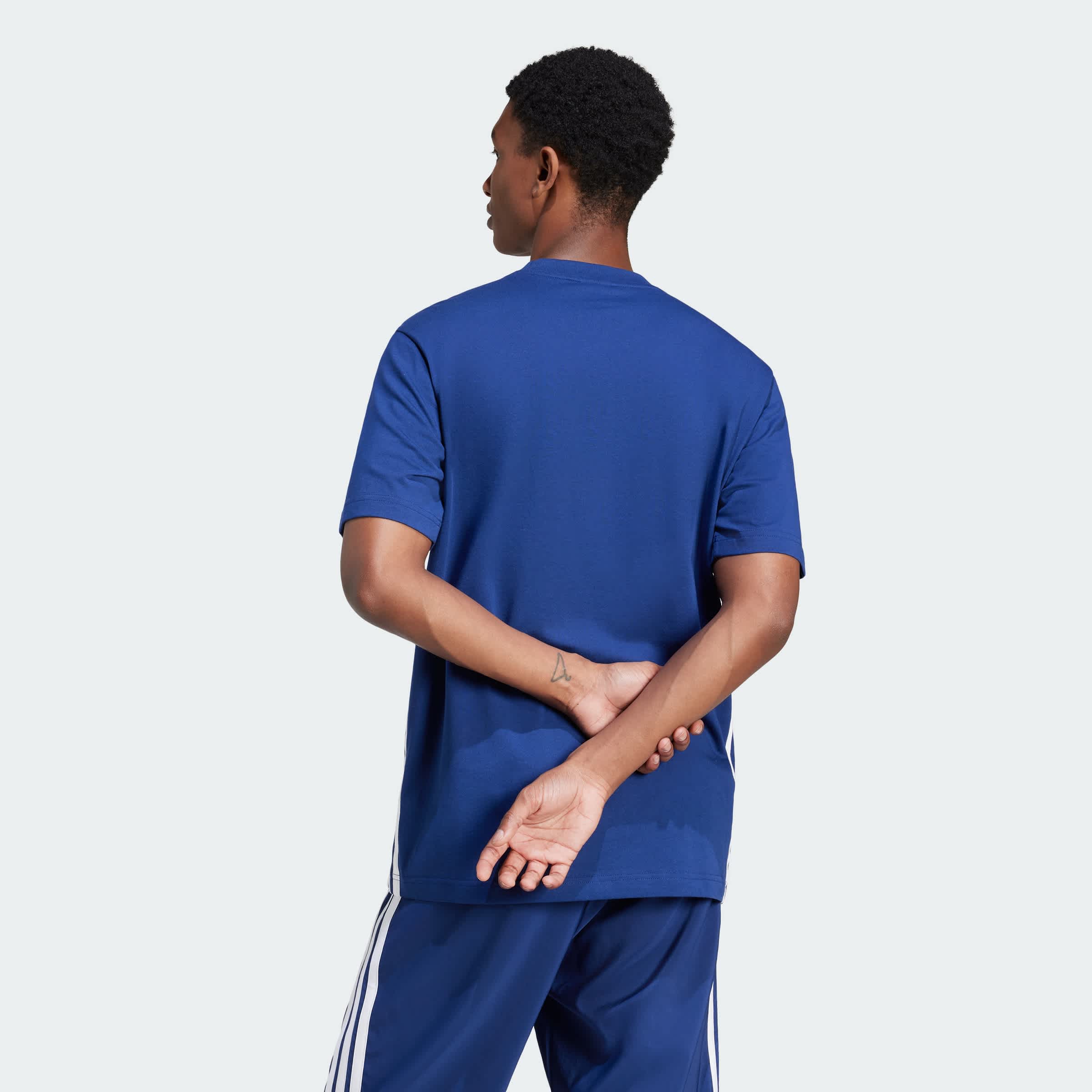 Foto 5 pulgar | Playera Essentials 3 Franjas Tejido Jersey Adidas Azul Hombre