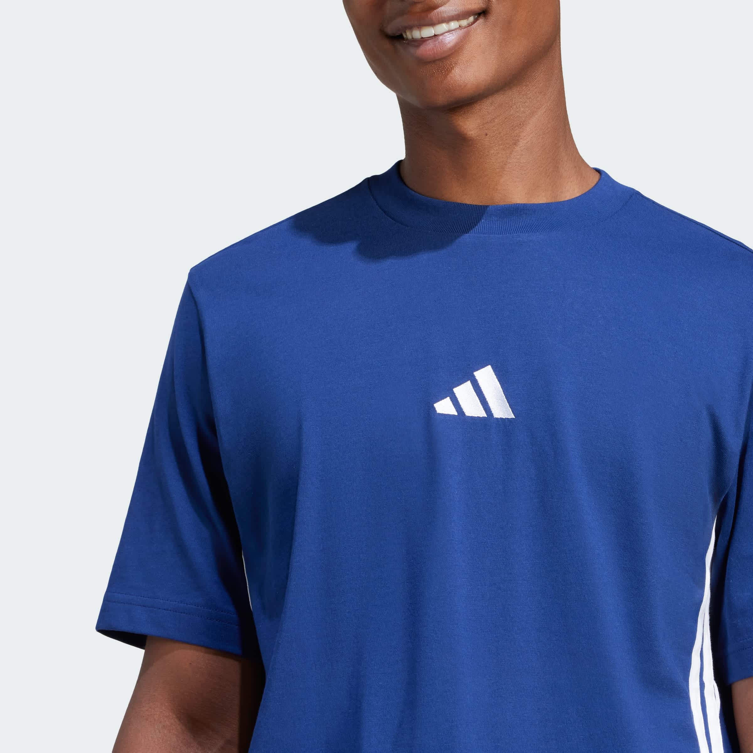 Foto 7 pulgar | Playera Essentials 3 Franjas Tejido Jersey Adidas Azul Hombre
