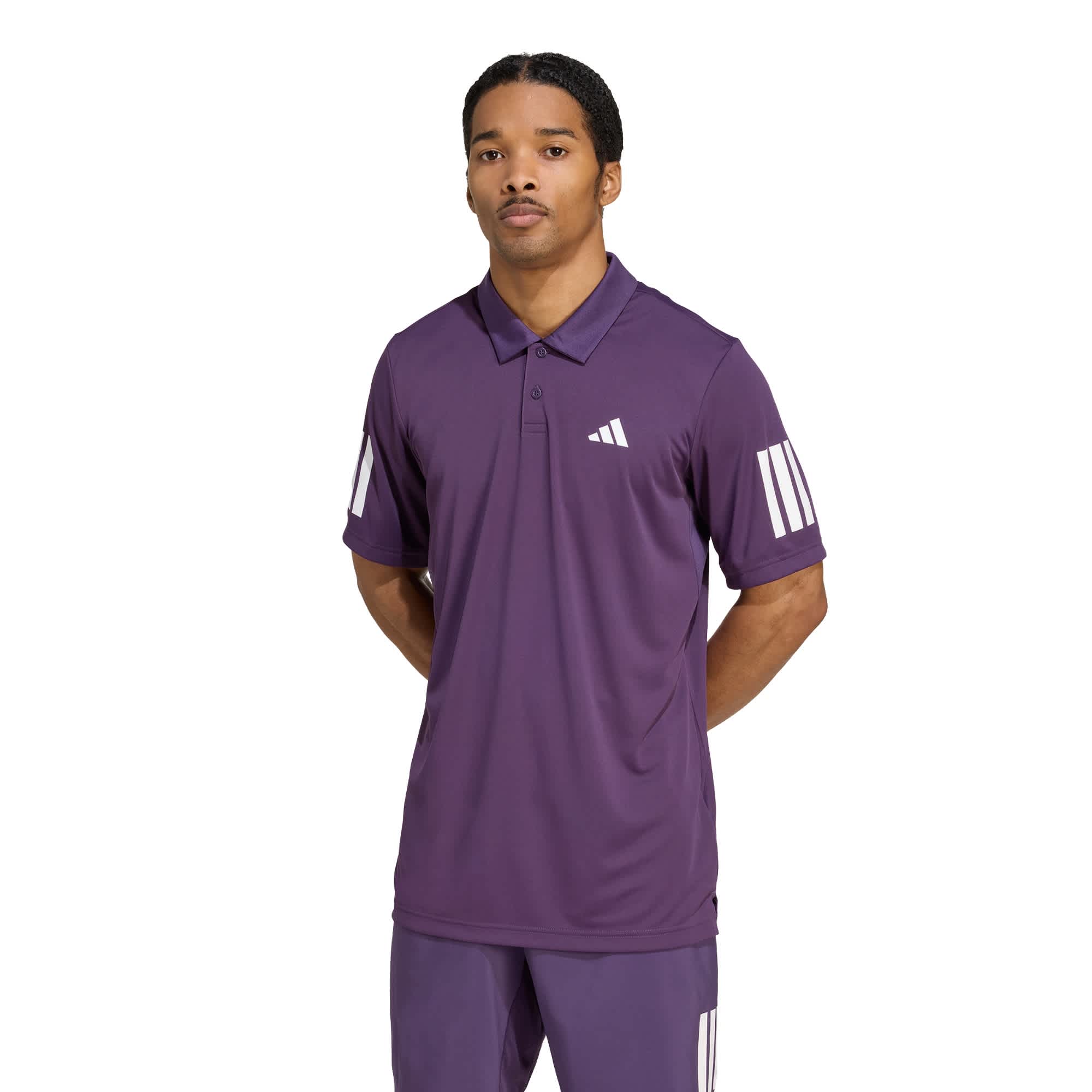 Foto 3 pulgar | Playera Polo Club De Tenis 3 Franjas Adidas Violeta Hombre