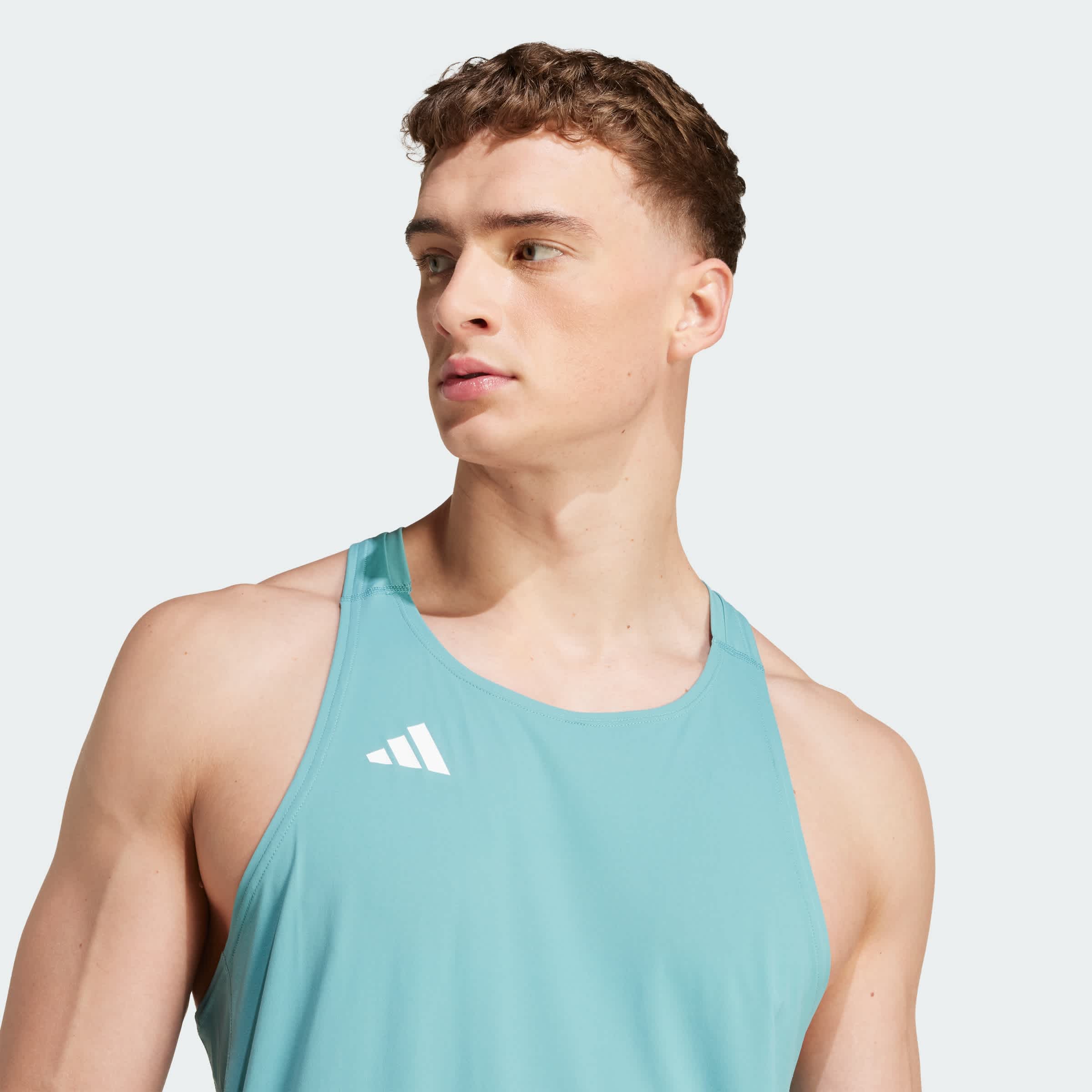 Foto 7 pulgar | Playera Sin Mangas Adizero Running Essentials Adidas Turquesa Hombre