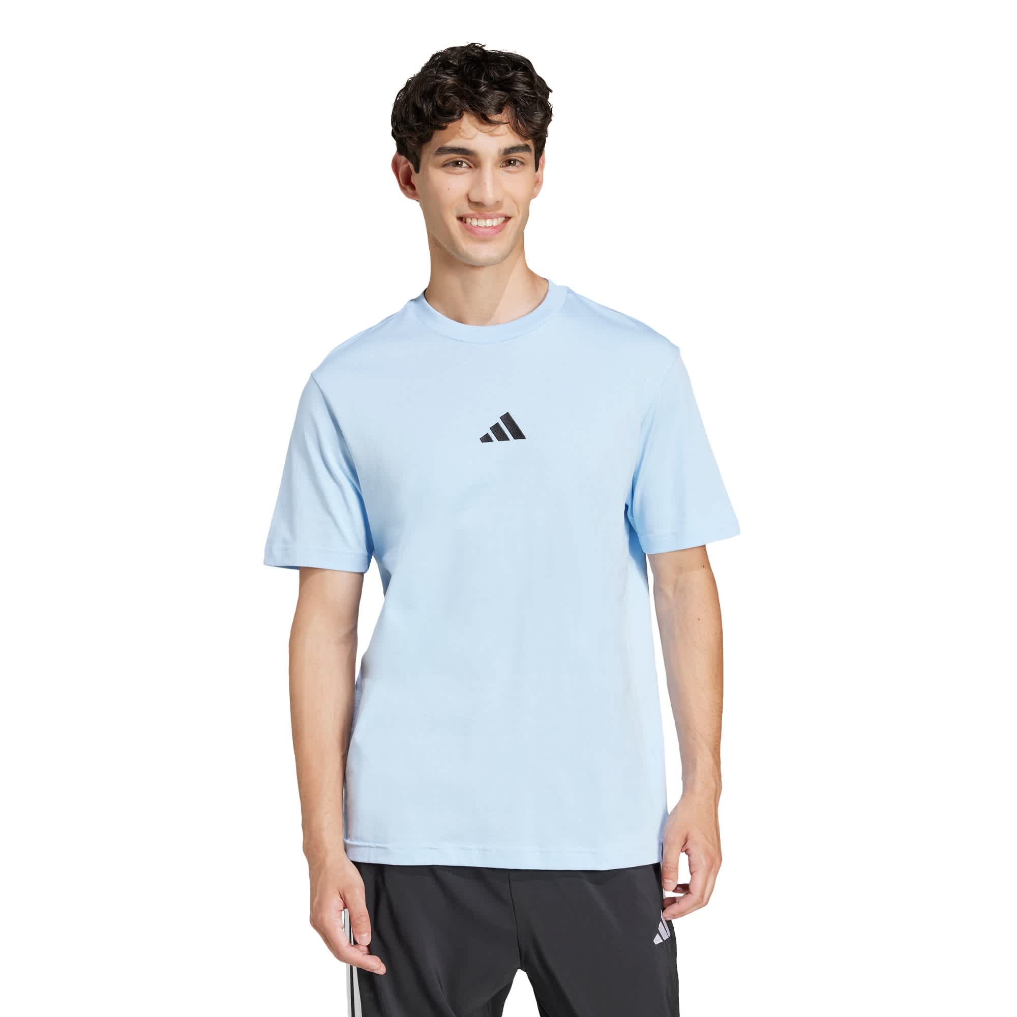 Foto 2 | Playera Essentials Logo Pequeño Tejido Jersey Adidas Azul Hombre