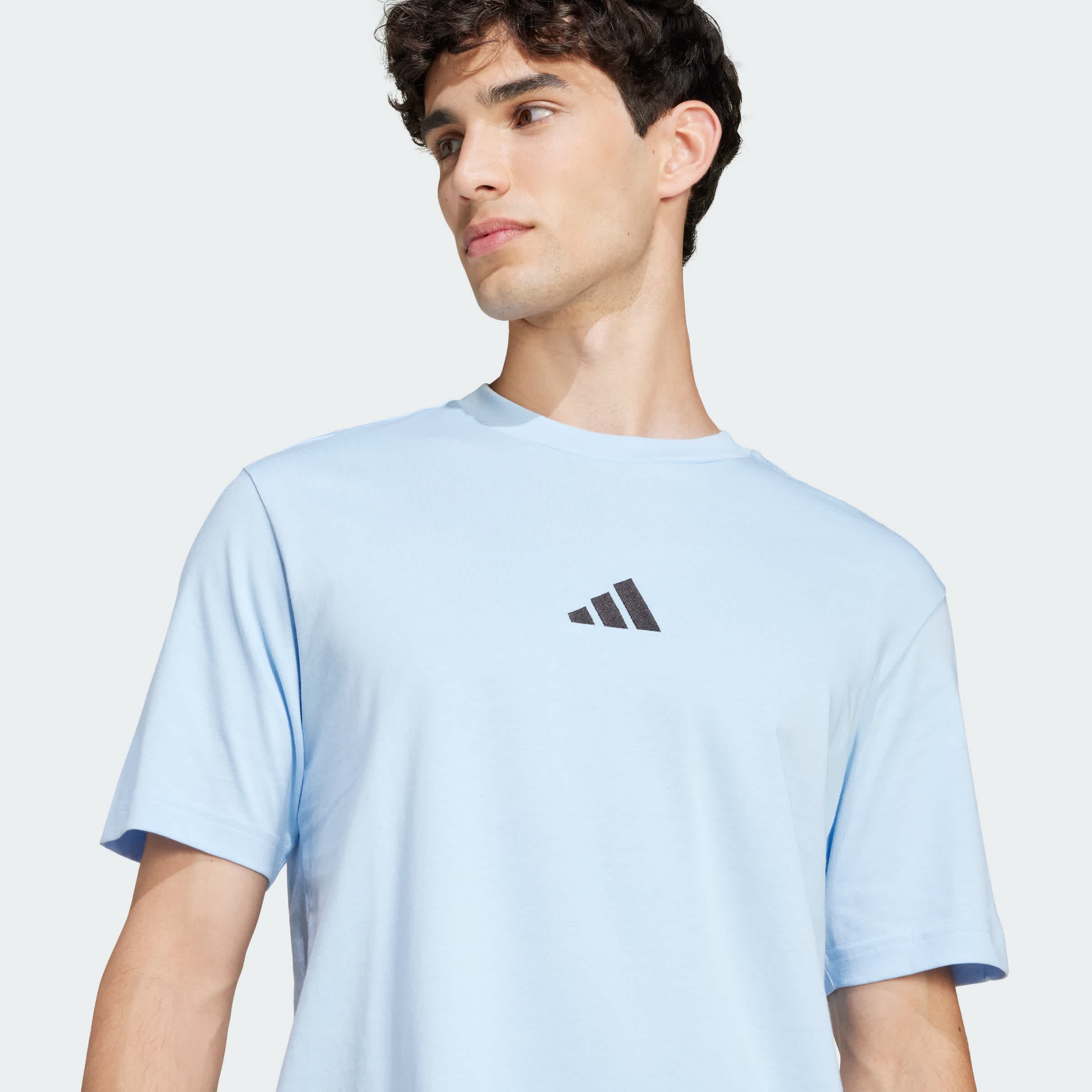 Foto 8 pulgar | Playera Essentials Logo Pequeño Tejido Jersey Adidas Azul Hombre