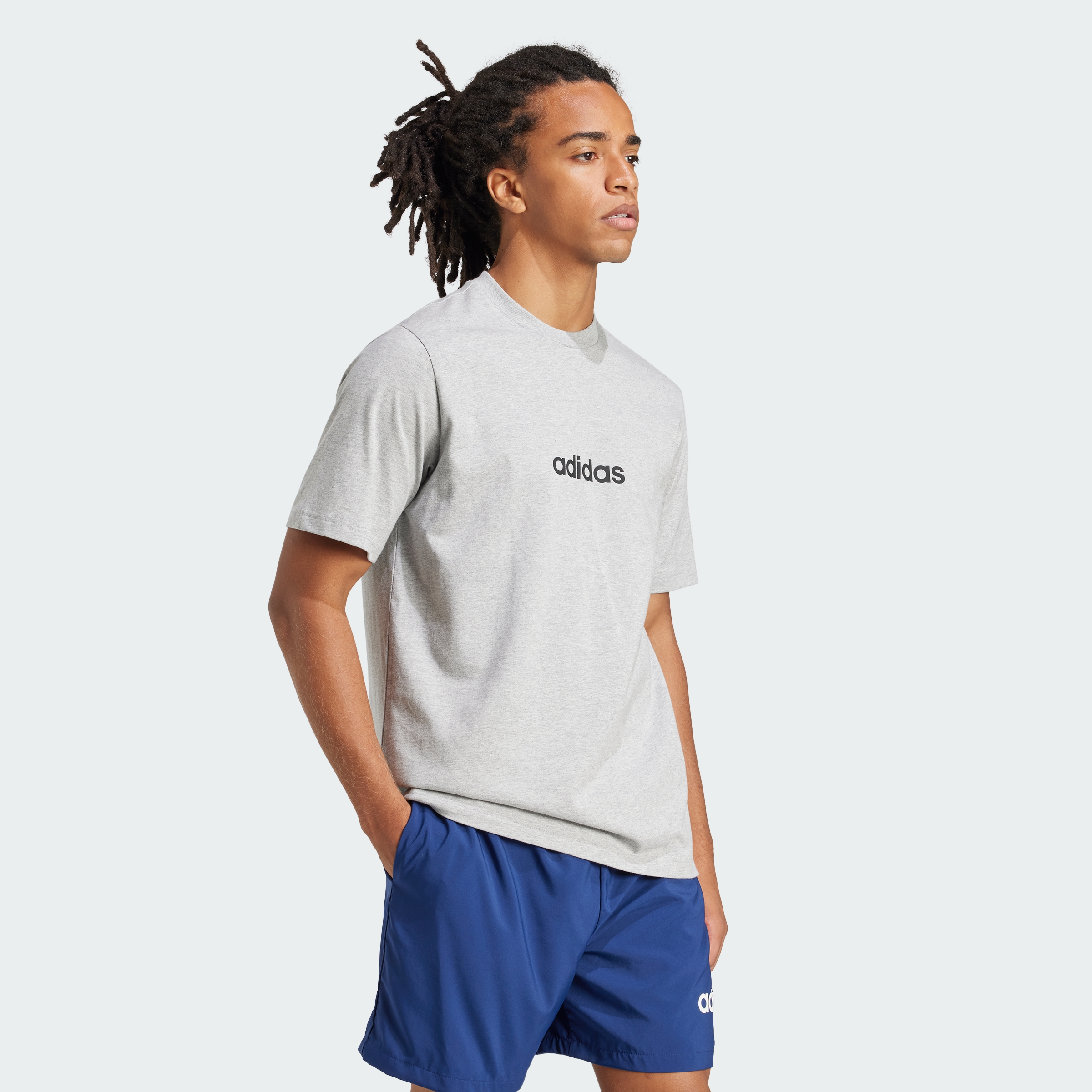 Foto 6 pulgar | Playera Essentials Linear Single Jersey Adidas Gris Hombre