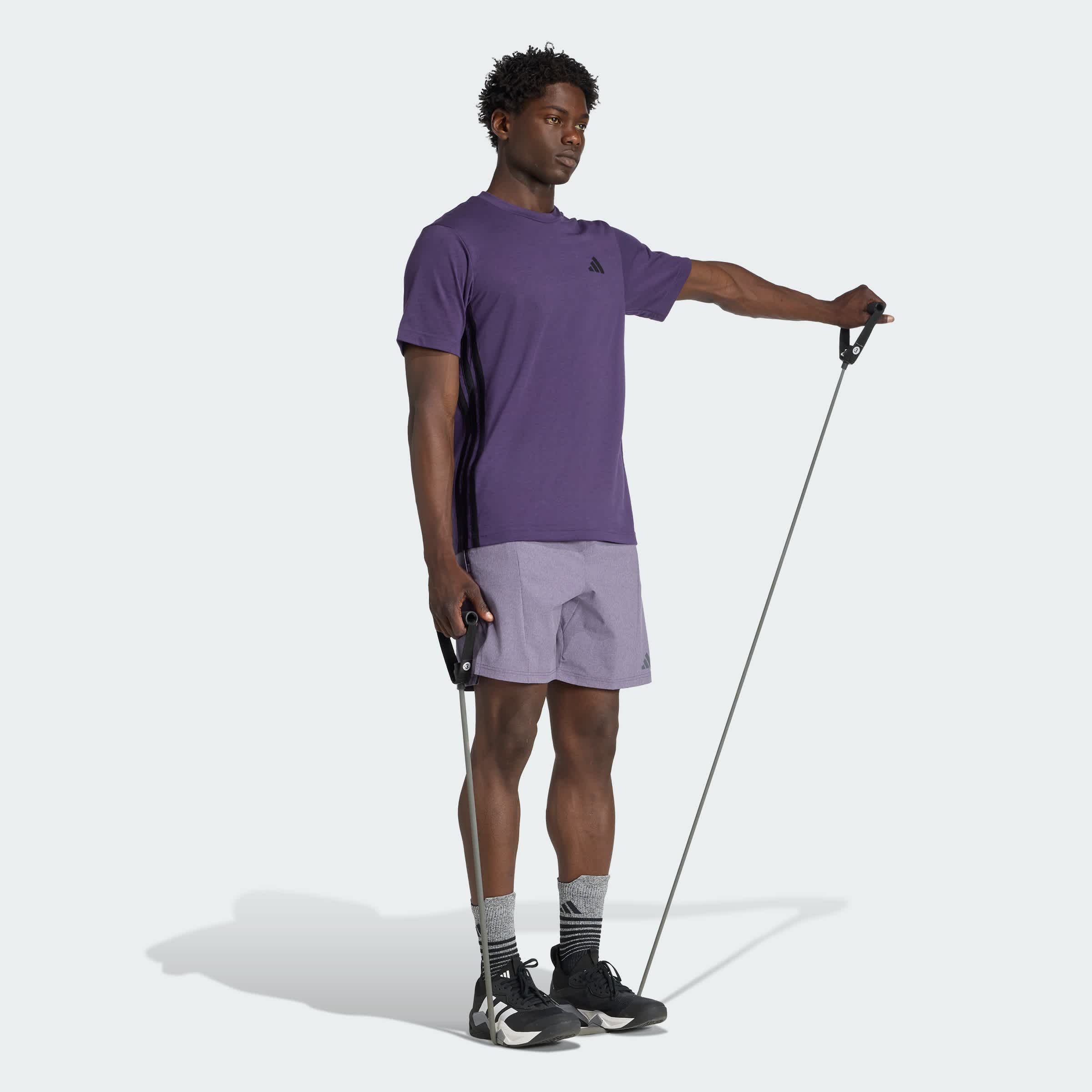 Foto 3 | Playera 3 Franjas Train Essentials Training Feelready Adidas Violeta Hombre