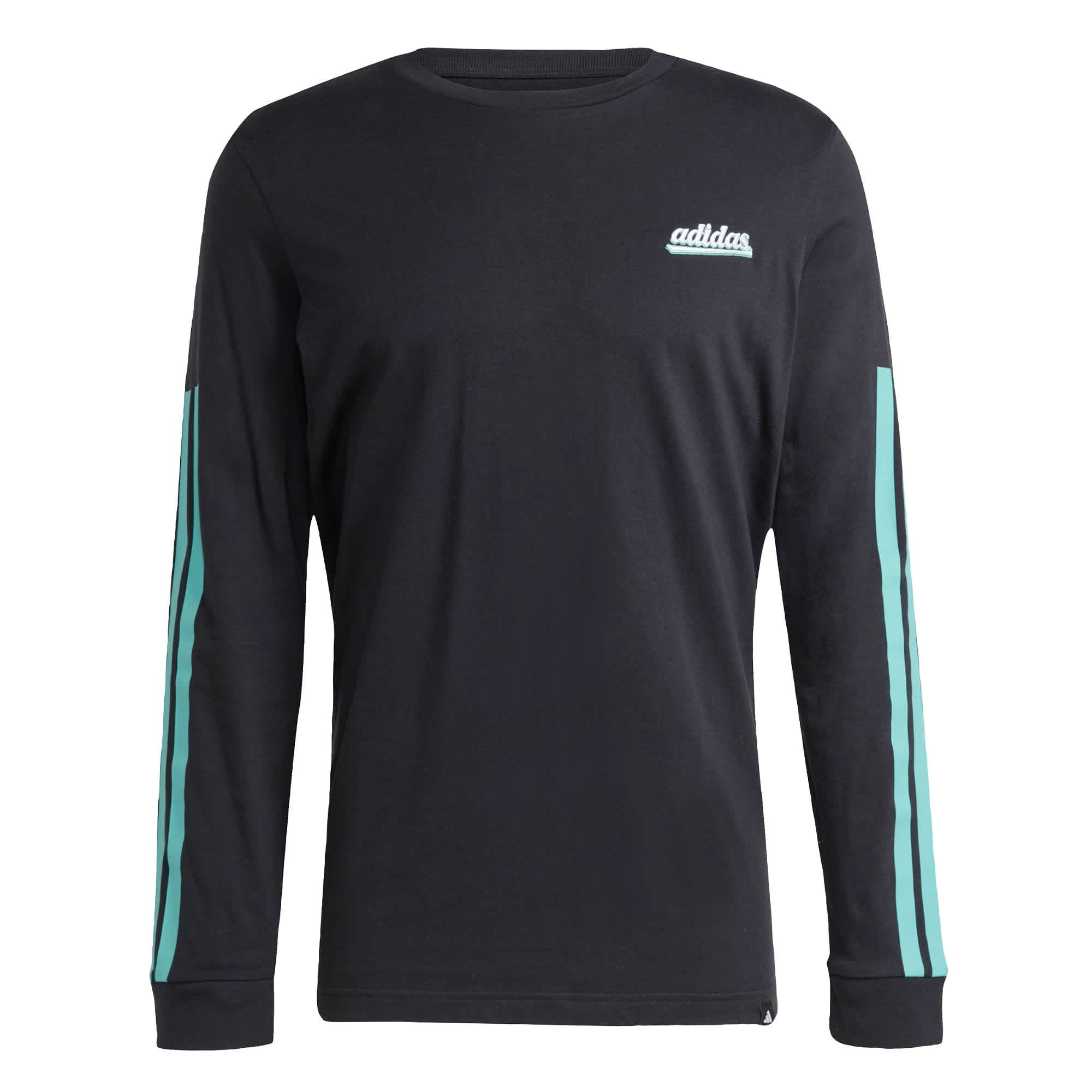 Playera De Manga Larga Estampada Color Script Adidas Negro Hombre