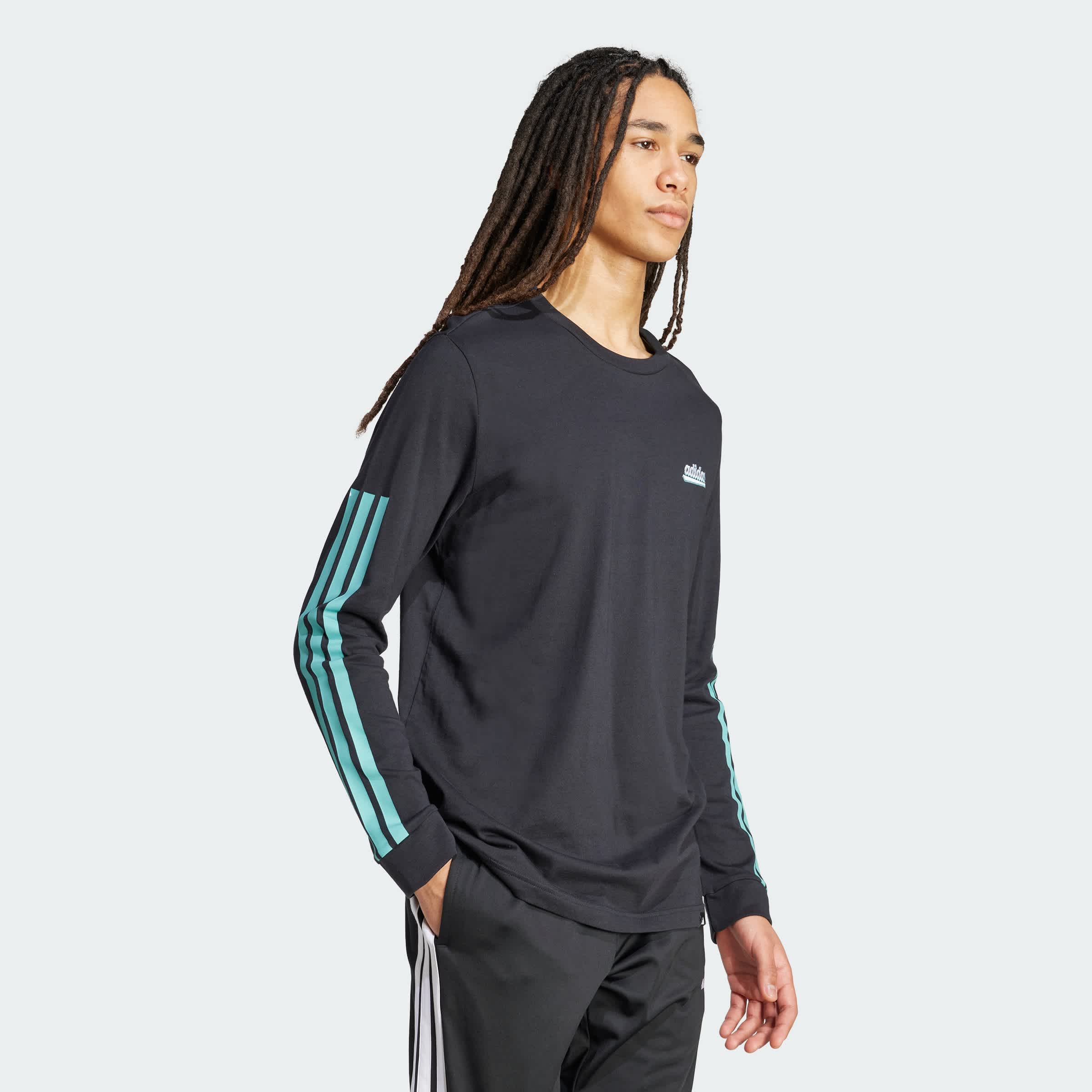 Foto 6 pulgar | Playera De Manga Larga Estampada Color Script Adidas Negro Hombre