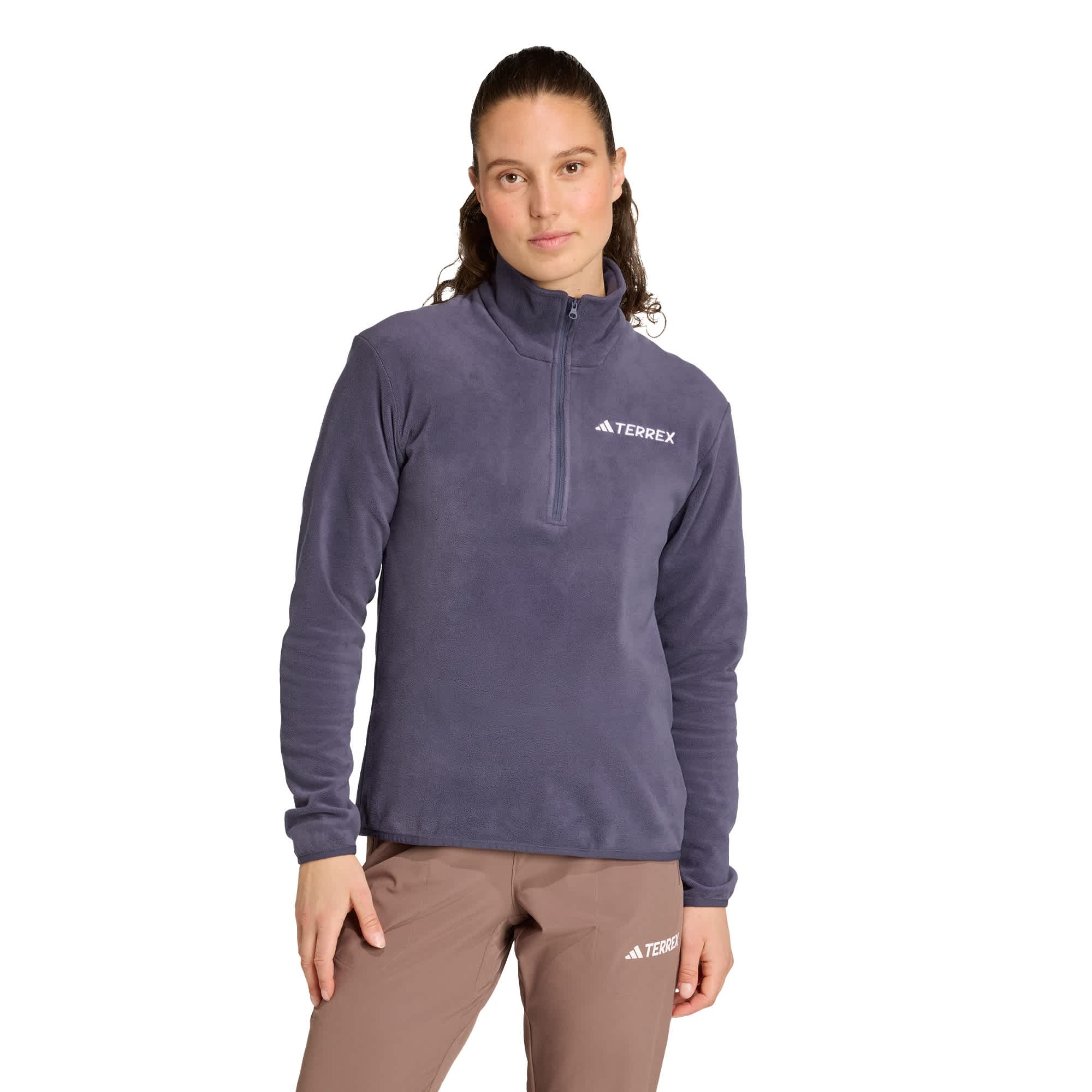Foto 2 | Chamarra Multi Essentials 1/2 Zip Felpa Adidas Azul Mujer