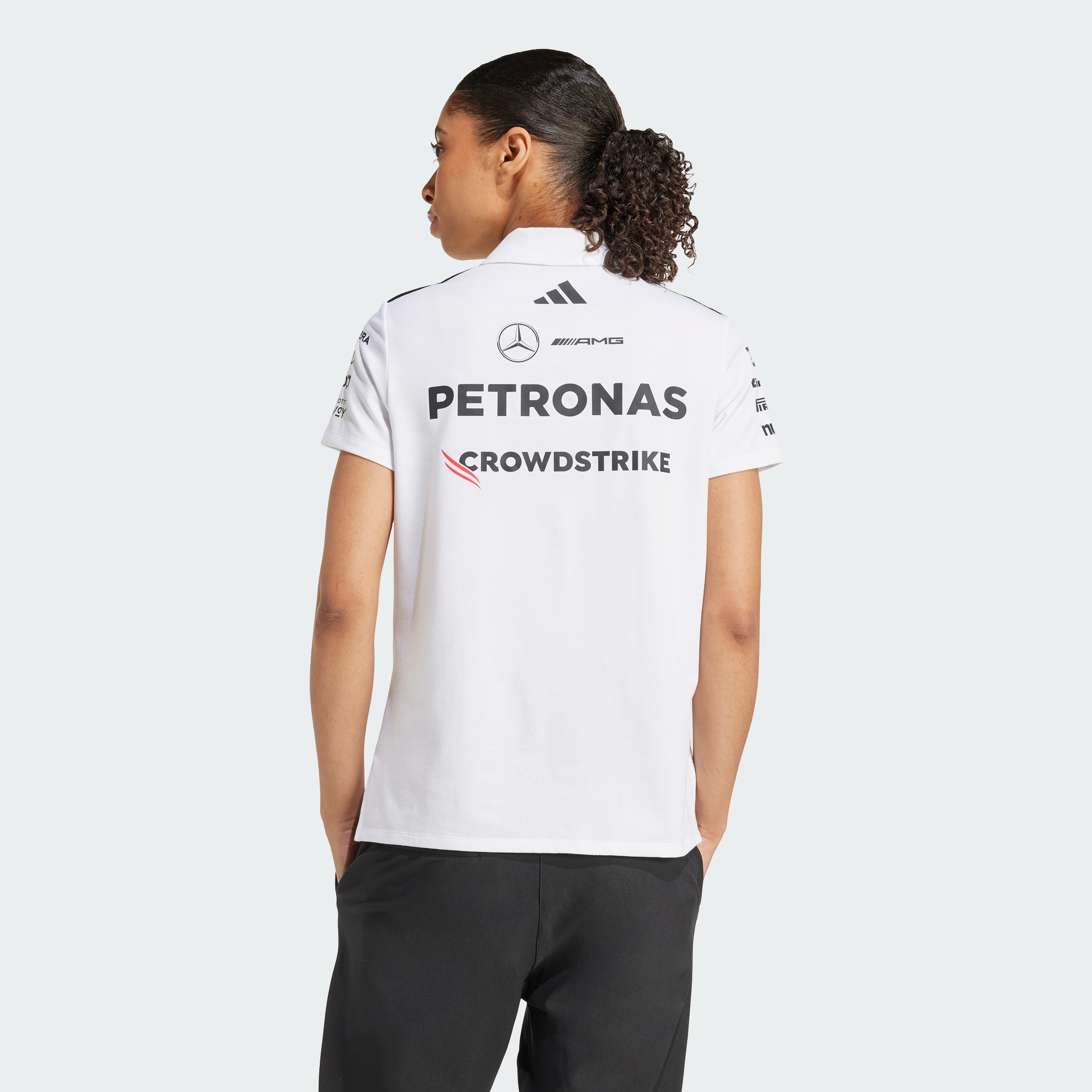 Foto 3 pulgar | Playera Polo Mercedes - Amg Petronas Formula One Team White Adidas Blanco Mujer