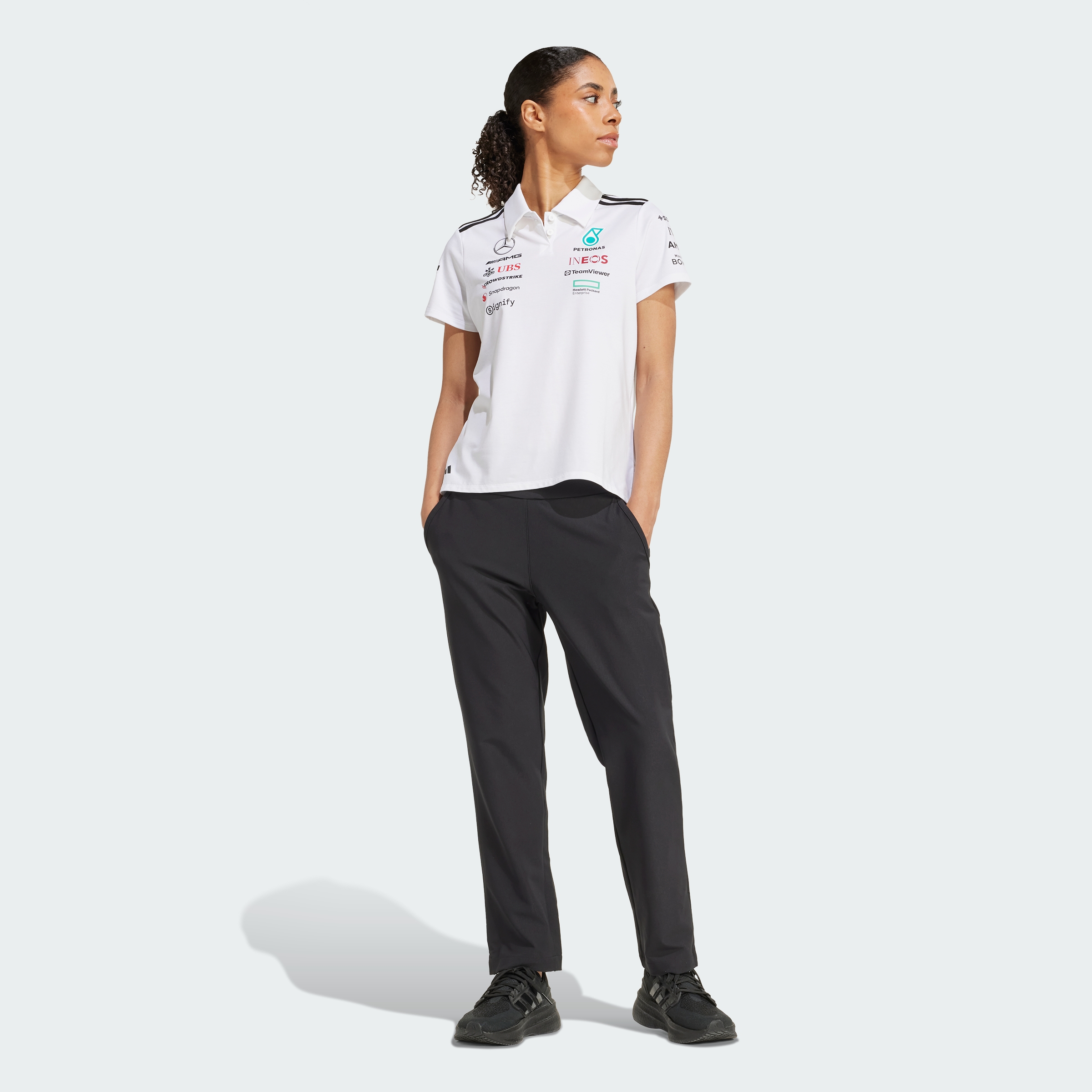 Foto 5 pulgar | Playera Polo Mercedes - Amg Petronas Formula One Team White Adidas Blanco Mujer