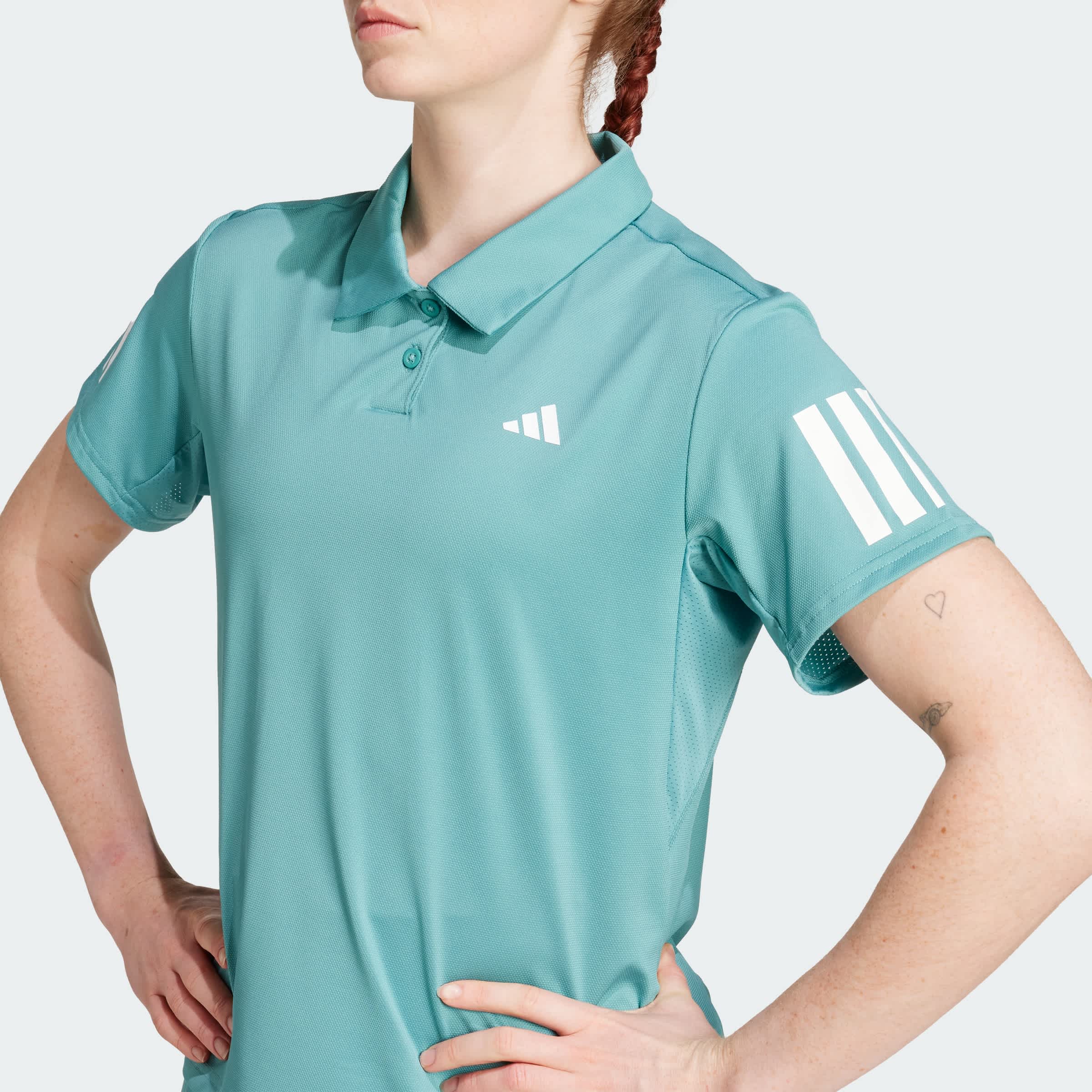 Foto 8 pulgar | Playera Polo De Tenis Club Climacool 3 Franjas Adidas Turquesa Mujer
