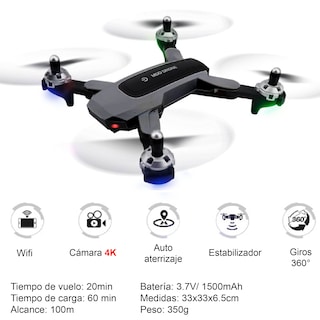 Foto 2 | Drone VAK 1811 Cámara 4K Wifi control App 4 ejes alcance 100m estabilizador color Negro
