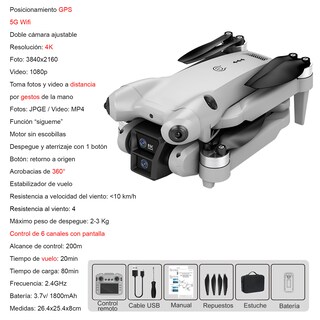 Foto 7 | Drone VAK 1811 Cámara 4K Wifi control App 4 ejes alcance 100m estabilizador color Negro