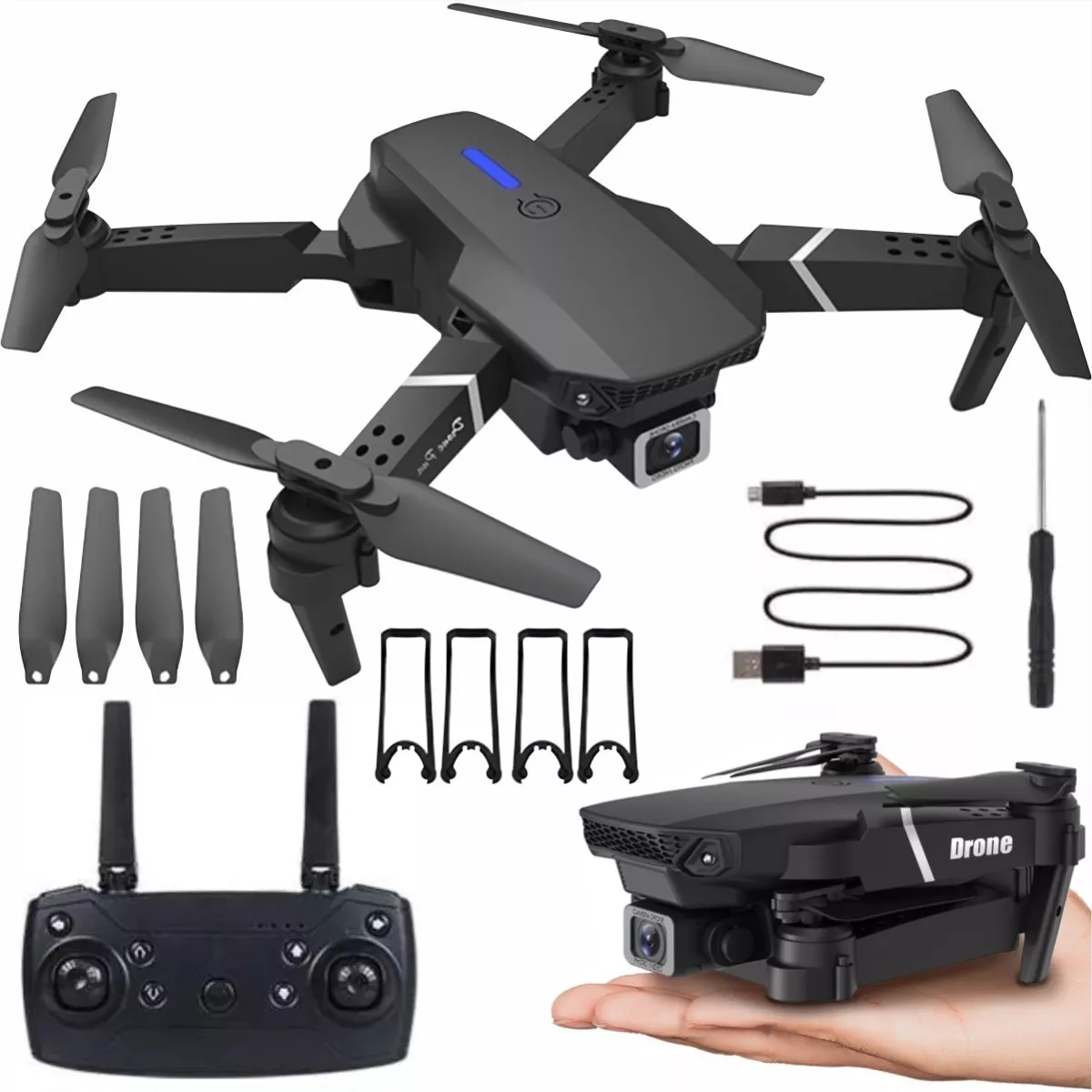 Foto 2 | Drone Mini Cámara 1080p con Control Remoto Wifi Luz Led Eo Safe Imports Esi-4618 Negro