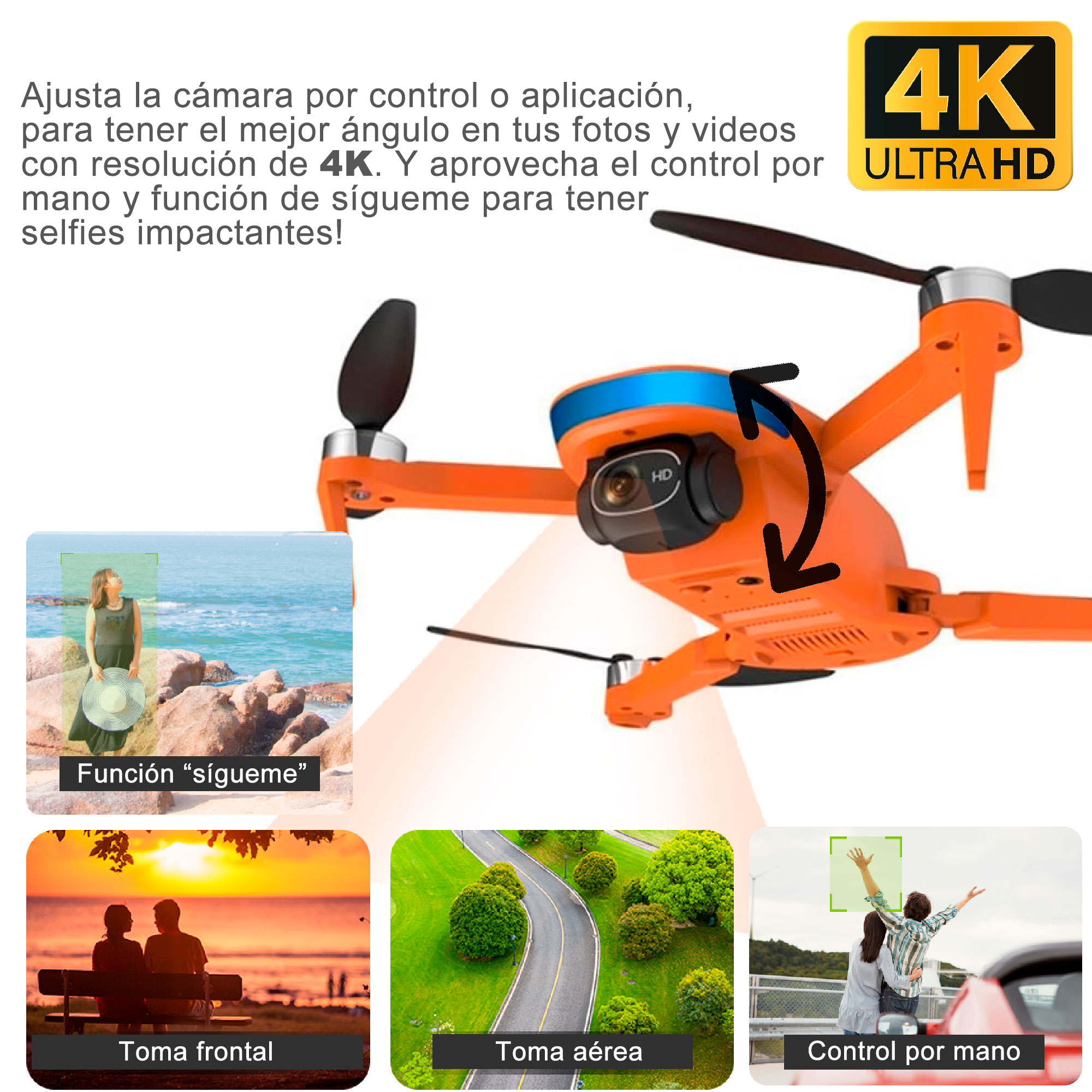 Foto 4 pulgar | Drone Vak 955 Doble Camara Gps 4k Video Control 500m