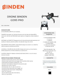 Foto 7 | Drone Gd93 Pro Binden Con Cámara Wifi 20 Min. De Vuelo