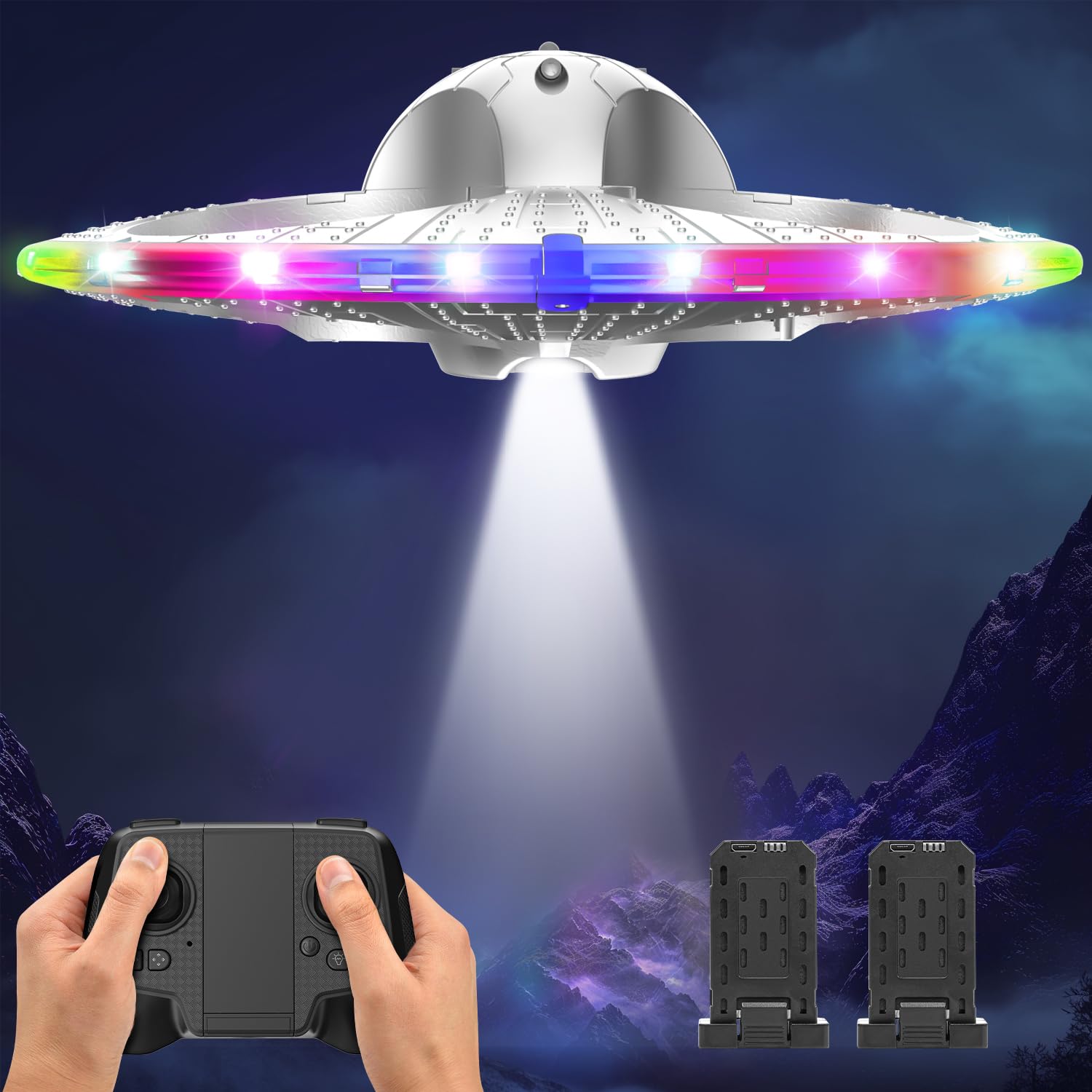 Drone Holyfun Form Rc Ufo Para Niños Con Luz, 2 Pilas, 15 Minutos - Venta Internacional.