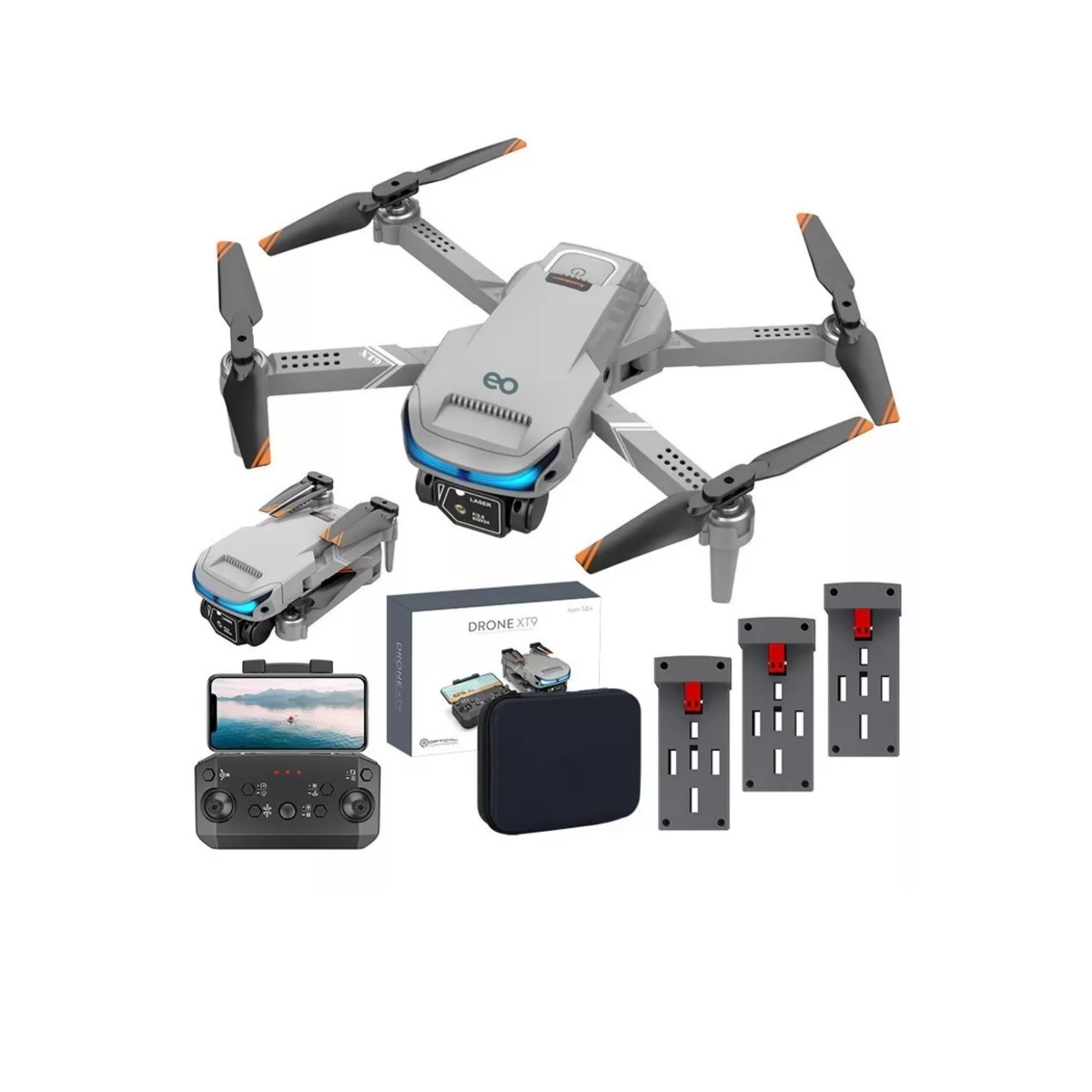 Foto 2 | Dron Cuadricóptero Xt9 A Control Remoto C/cámara 4k Hd Eo Safe Imports Esi-4613-1 Gris