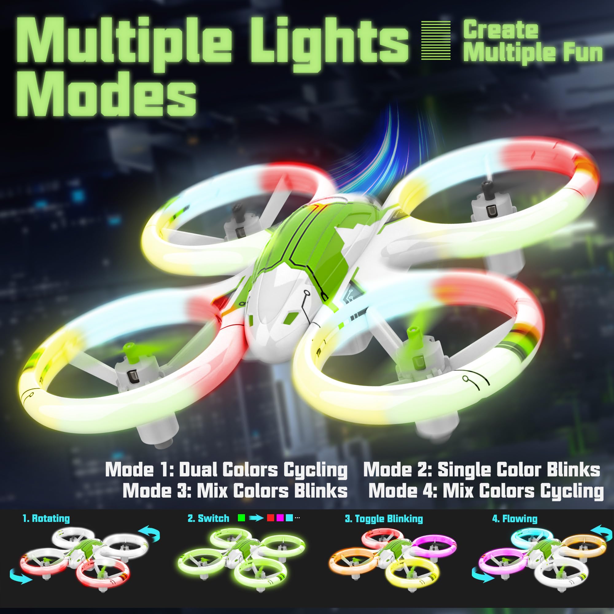 Foto 3 pulgar | Drone Bezgar Hq051s Para Niños Con Efecto De Iluminación Led De 16 Minutos - Venta Internacional.