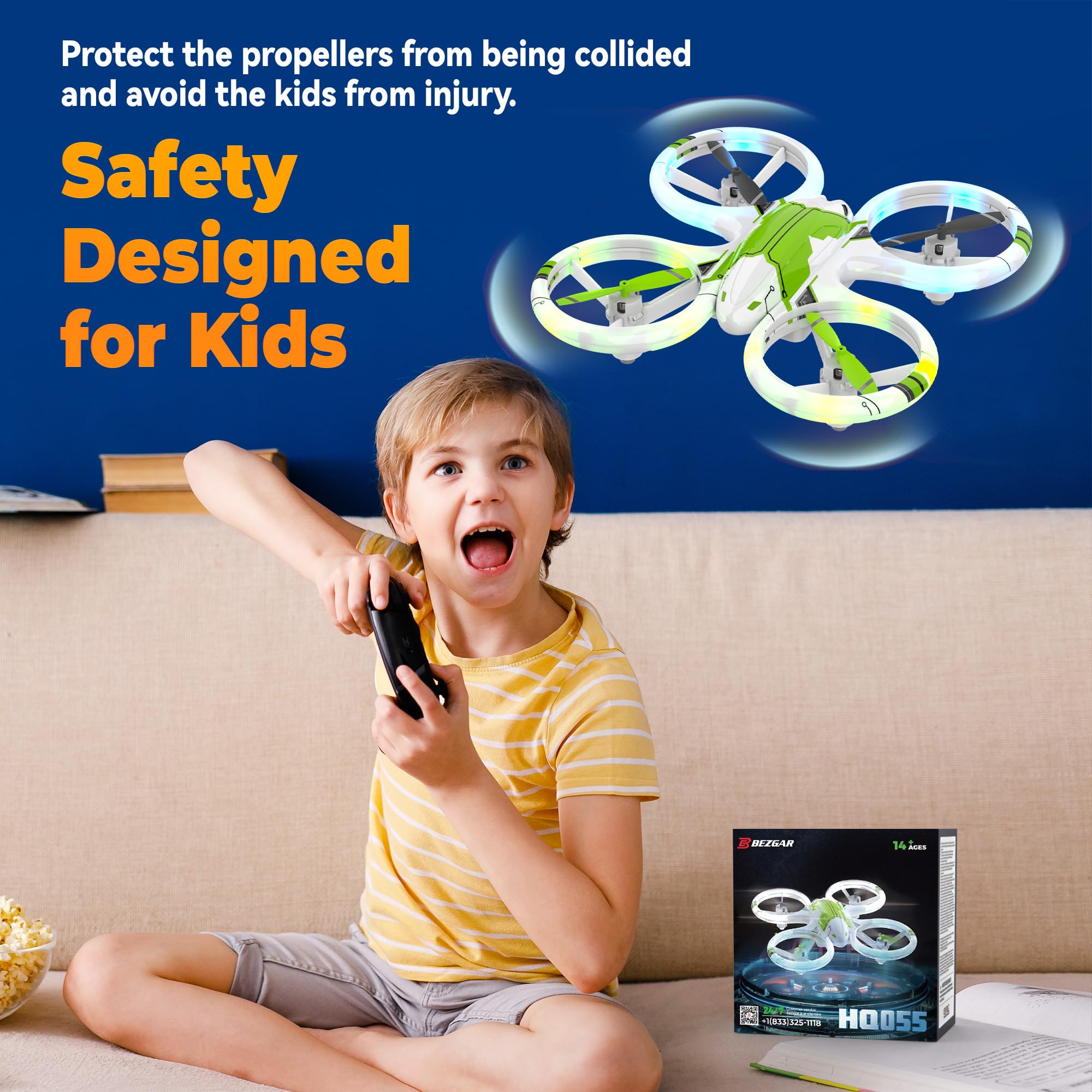 Foto 8 pulgar | Drone Bezgar Hq051s Para Niños Con Efecto De Iluminación Led De 16 Minutos - Venta Internacional.