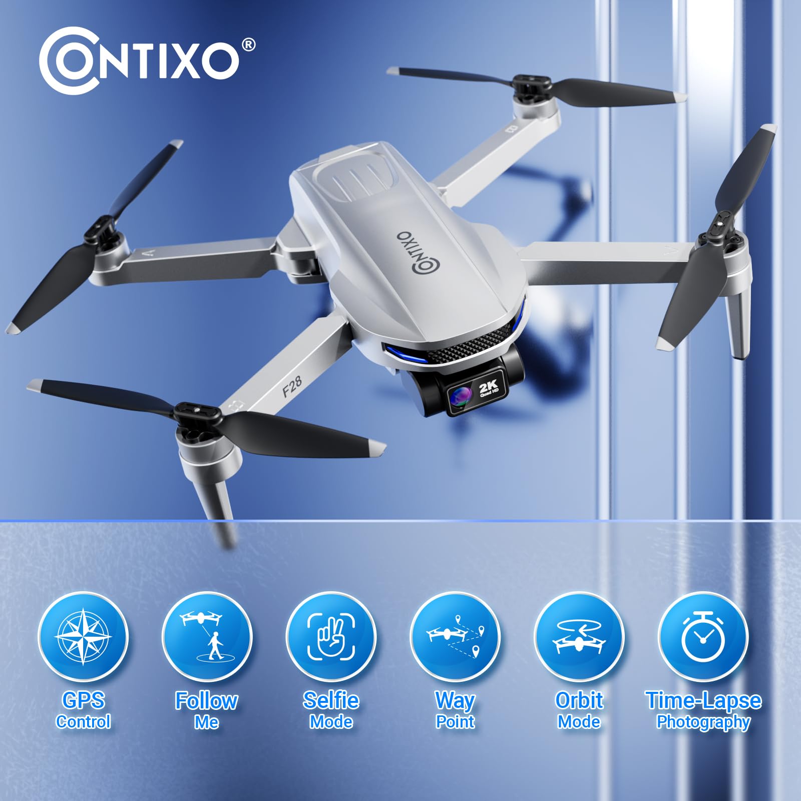 Foto 3 pulgar | Cámara Drone Contixo F28 2k, Plegable, Fhd, Control Gps, 46 Minutos - Venta Internacional.