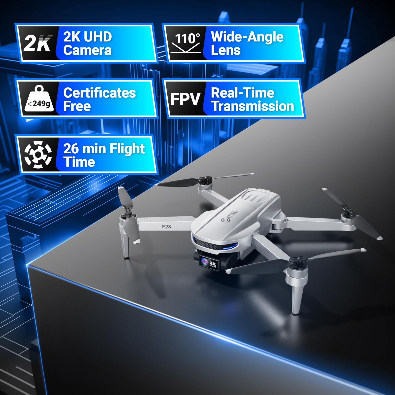 Foto 7 pulgar | Cámara Drone Contixo F28 2k, Plegable, Fhd, Control Gps, 46 Minutos - Venta Internacional.